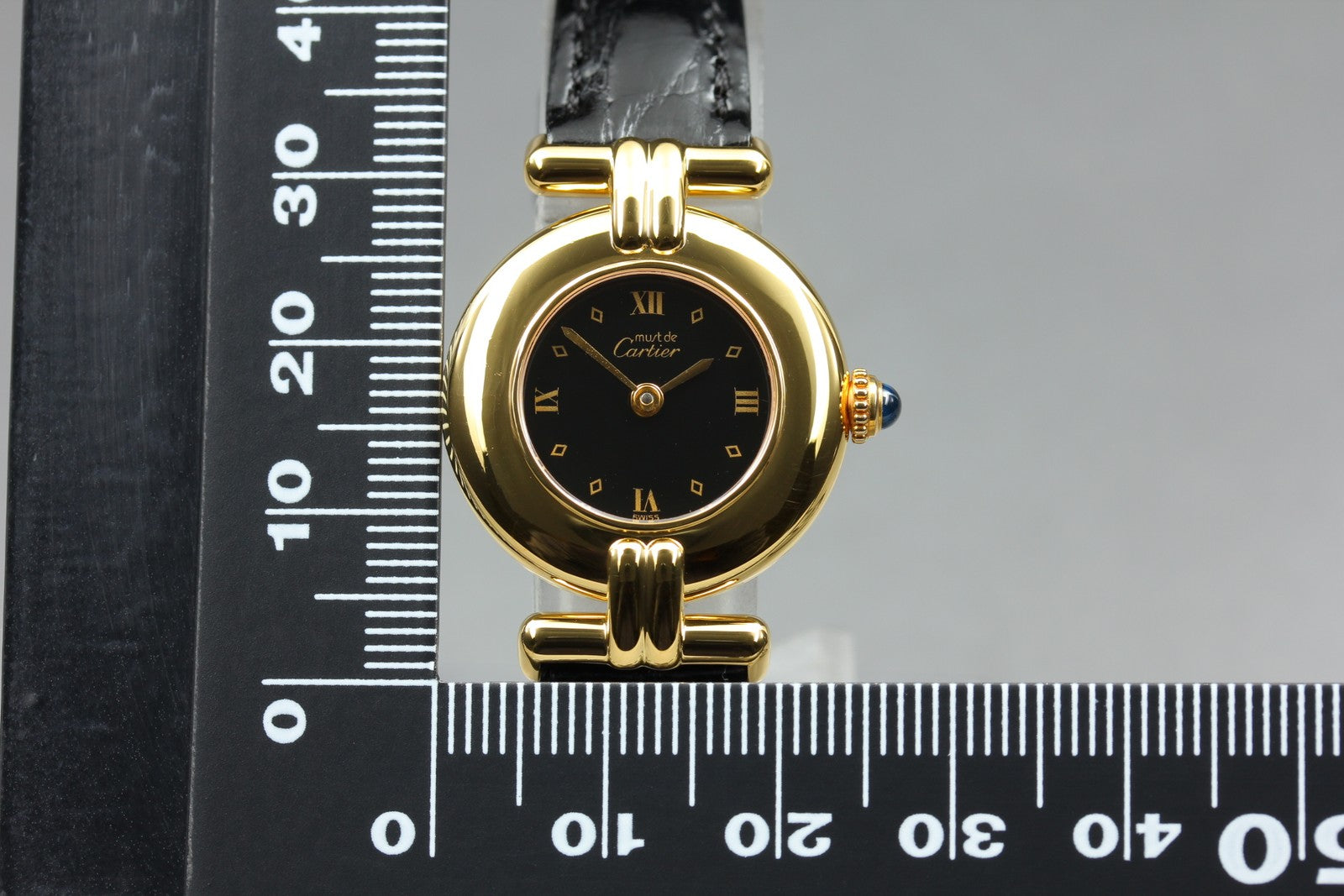 Vintage Cartier Must Colisee Vermeil 590002 Black Gold Women's Quartz Watch