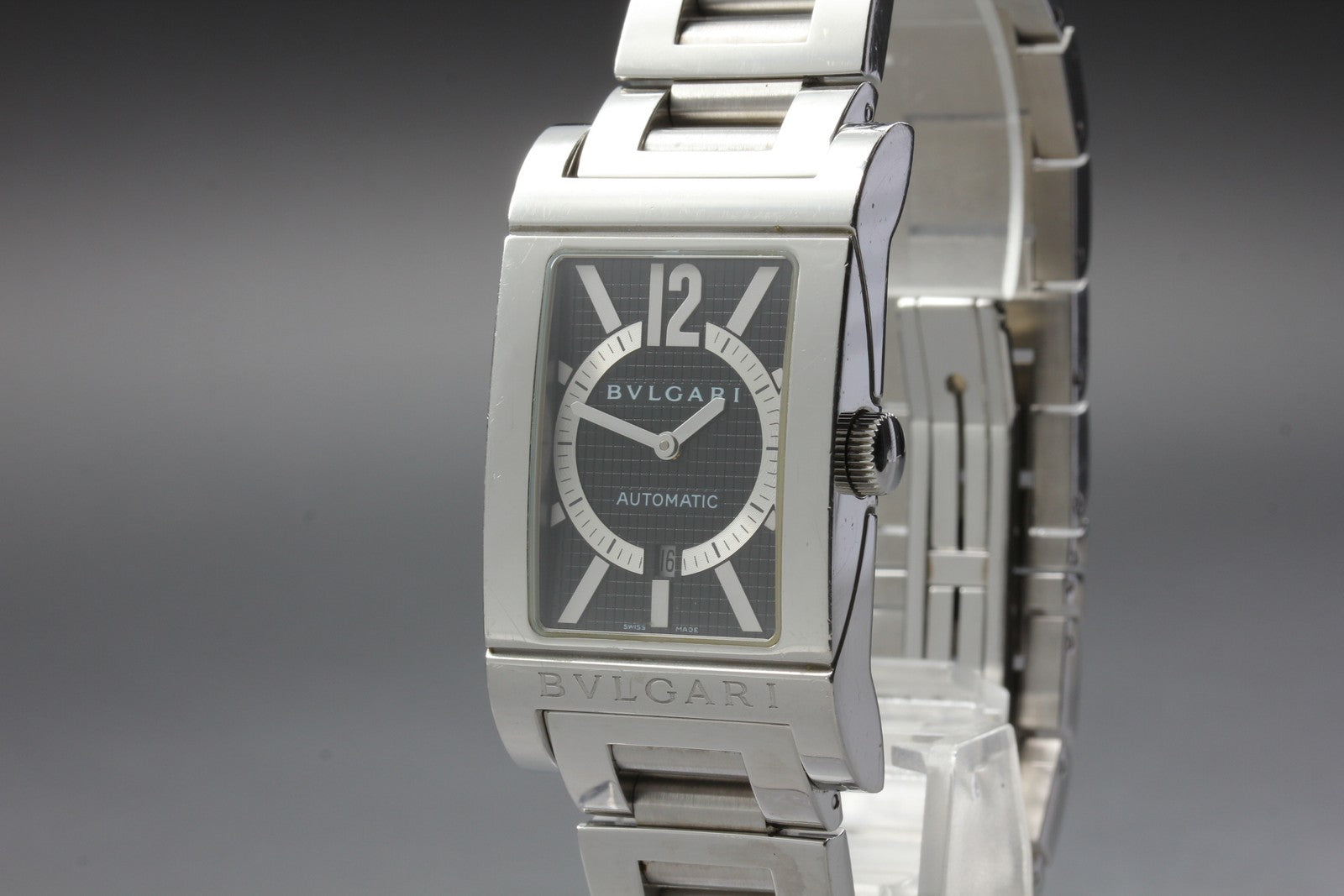 [Exc+5] BVLGARI Rettangolo RT45S Automatic Black Dial Men's Watch From JAPAN Box