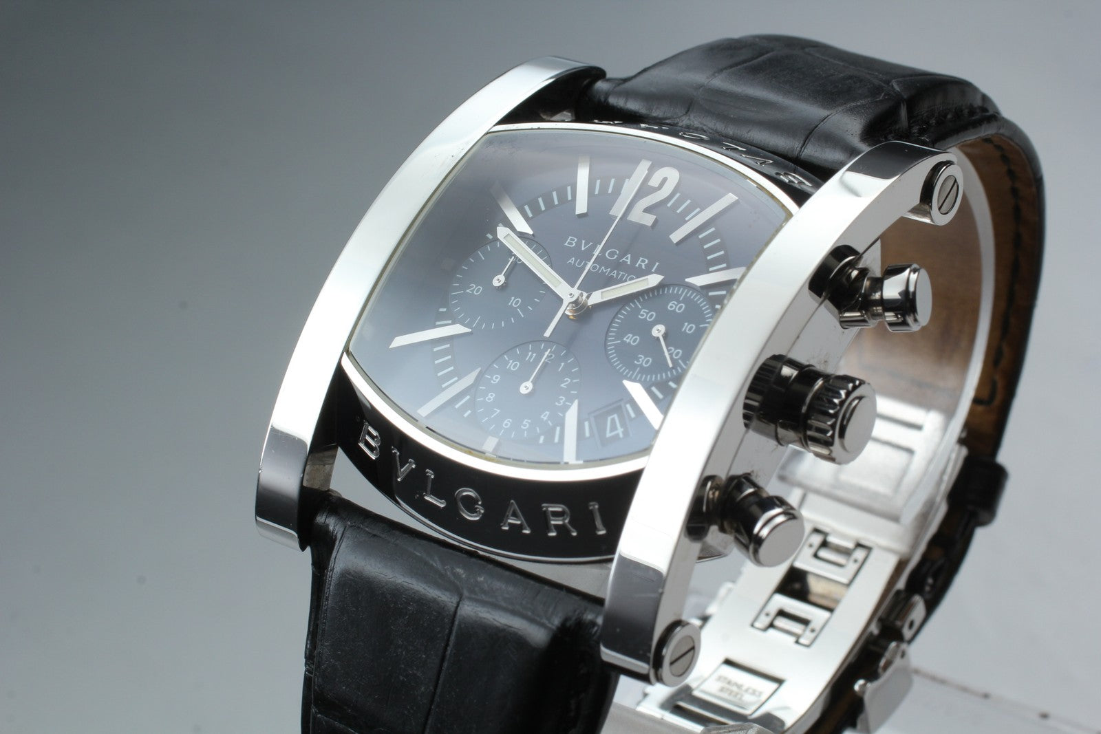 BVLGARI Assioma AA48SCH Automatic Chronograph Black Men's Watch 38mm From JAPAN