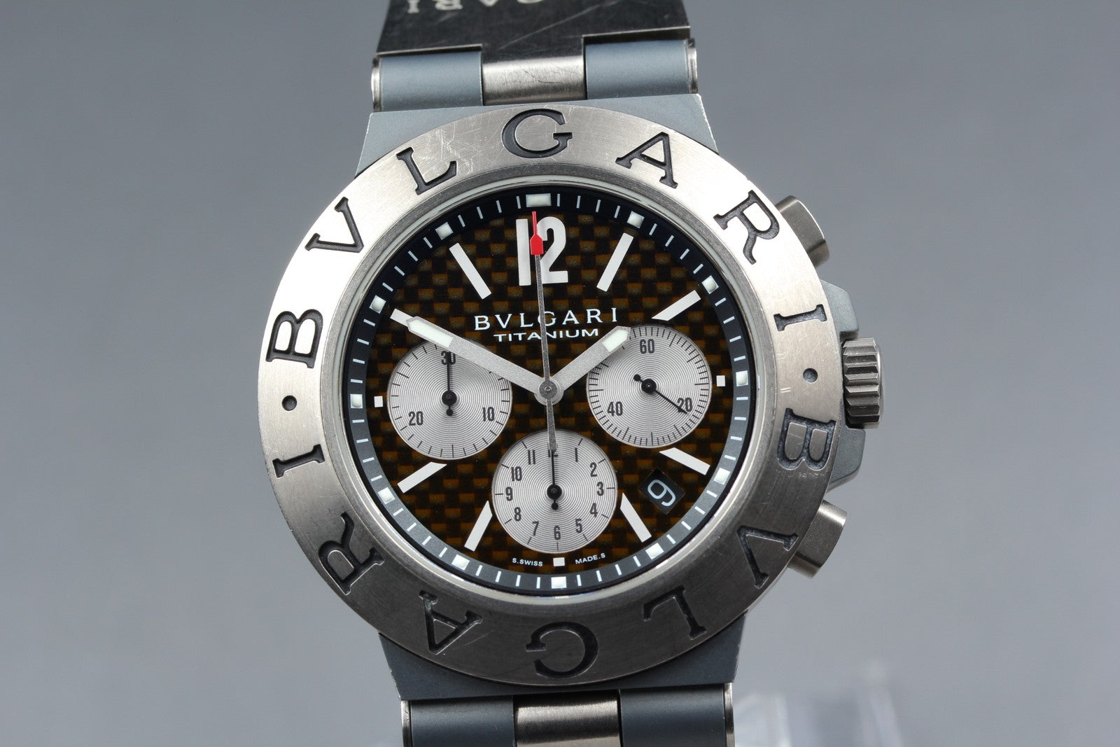 BVLGARI Diagono TI44TACH Automatic Chronograph Carbon Men's Watch 44mm JAPAN