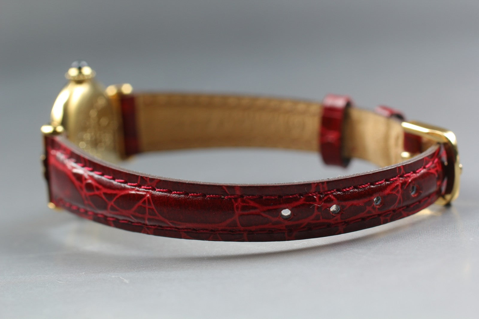 Vintage[Near MINT- Box] Cartier Must Colisee Vermeil 590002 Red Women's Qz Watch