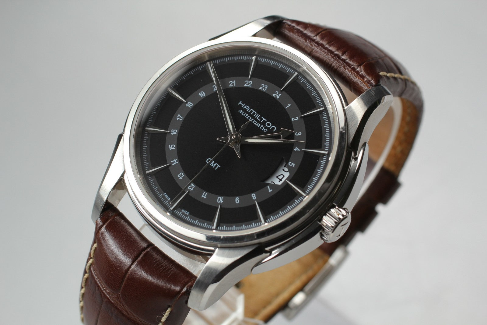 Exc+5* Hamilton Jazzmaster Traveler GMT Automatic Black Men's Watch 42mm JAPAN