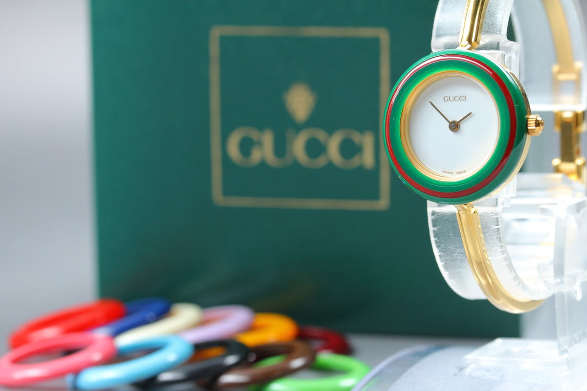 New Batt Gucci Change Bezel 11/12.2 12Color Women's White Quartz Watch JAPAN Box