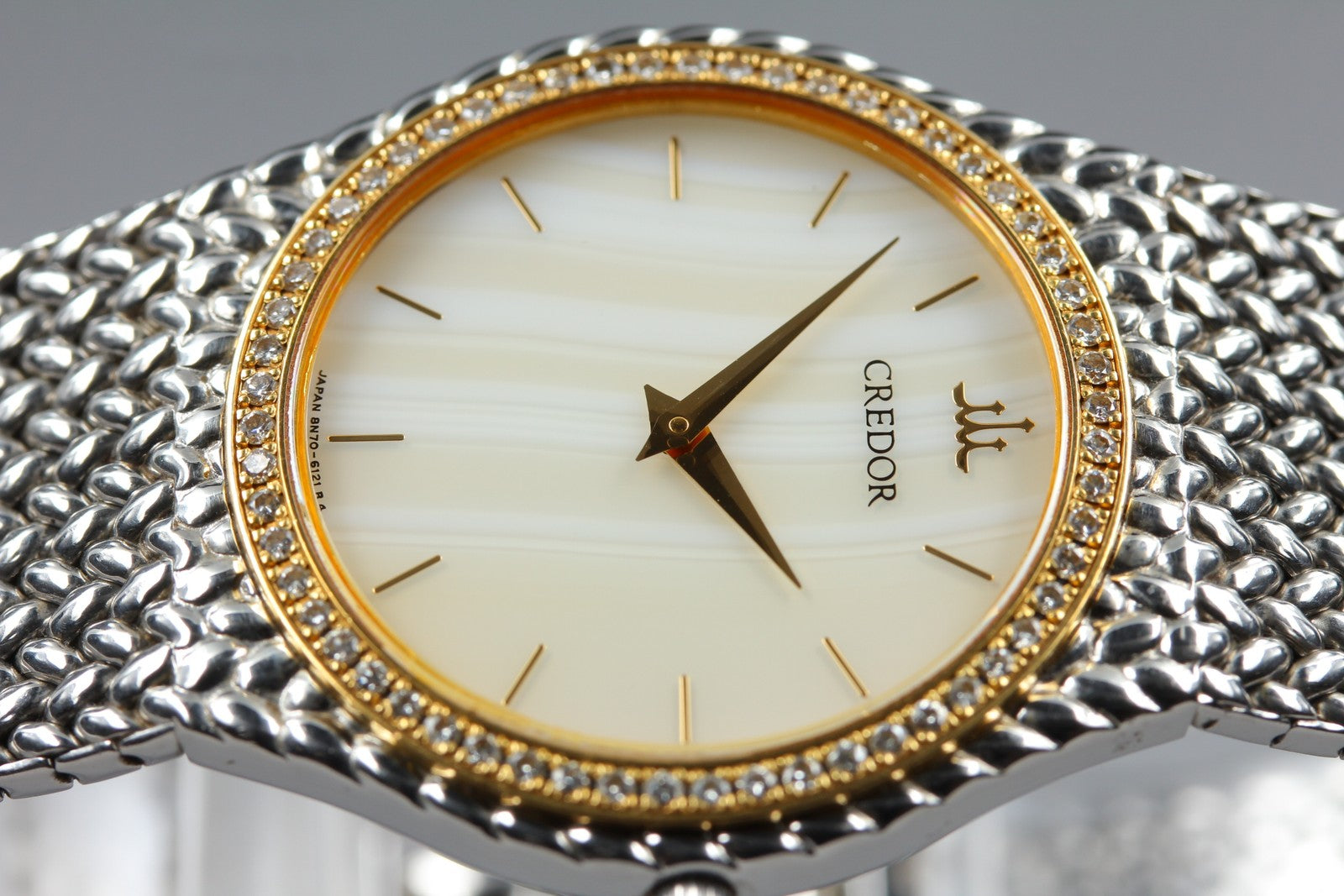 [Exc+5] SEIKO CREDOR 8N70-6140 31mm Diamond Unisex Quartz Watch From JAPAN