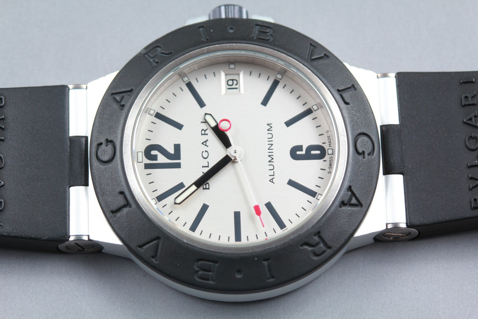OH[Exc+5]Box BVLGARI Aluminum AL38TA Silver Men's Automatic Watch 38mm JAPAN