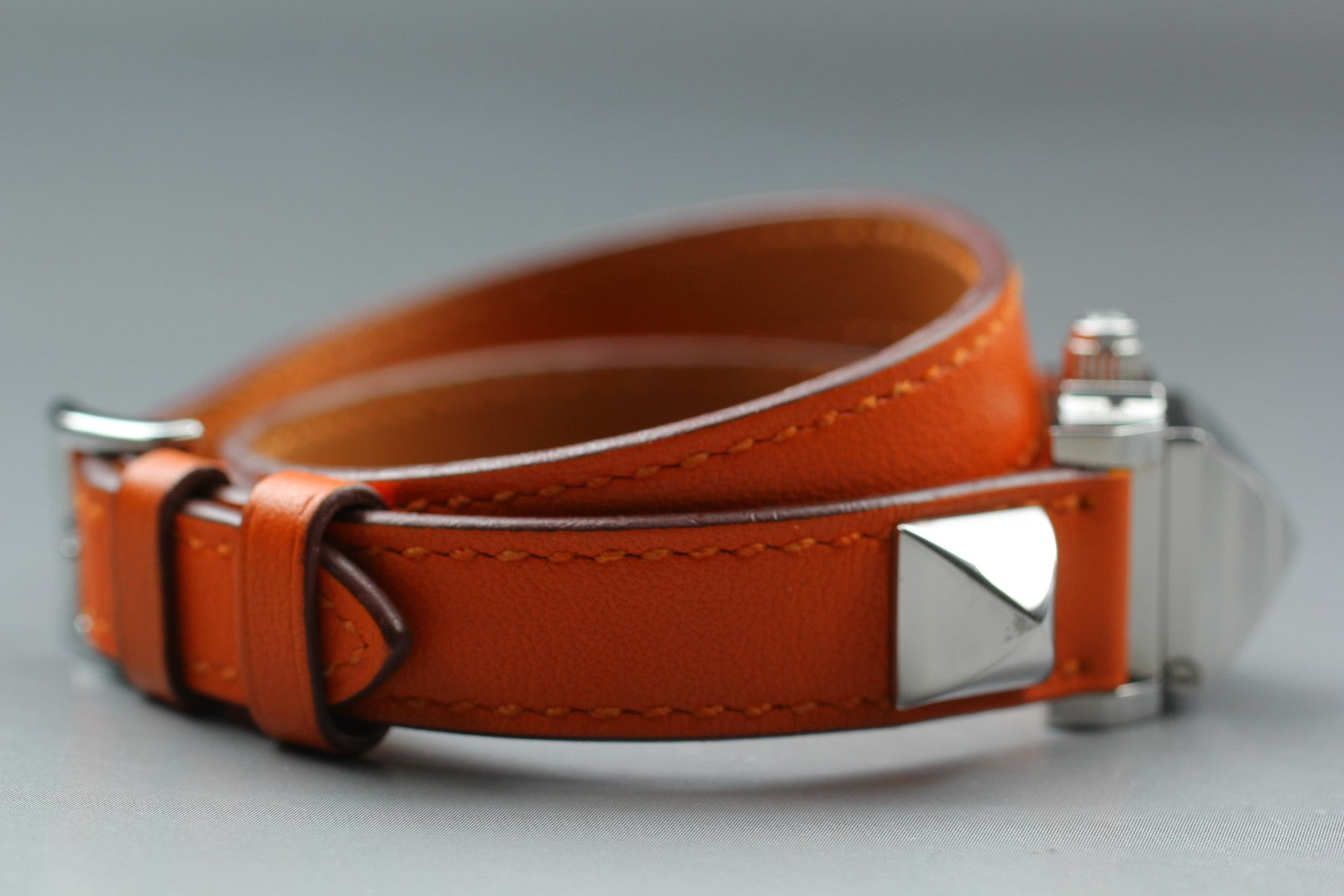 [Exc+5] HERMES Medor ME2.110 Silver Orange 17mm Woman's Watch Quartz From JAPAN