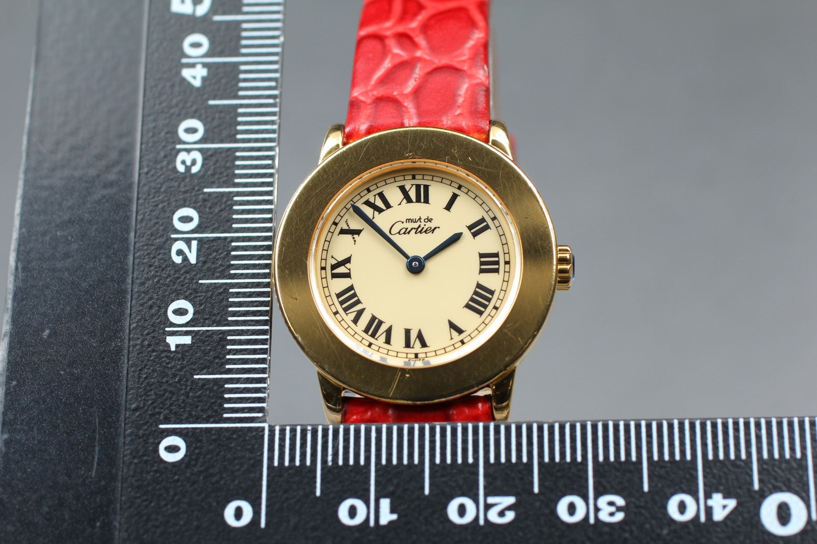 Vintage [Exc+5] Cartier Must Ronde de Cartier 1801 Red 22mm Women's Quartz Watch