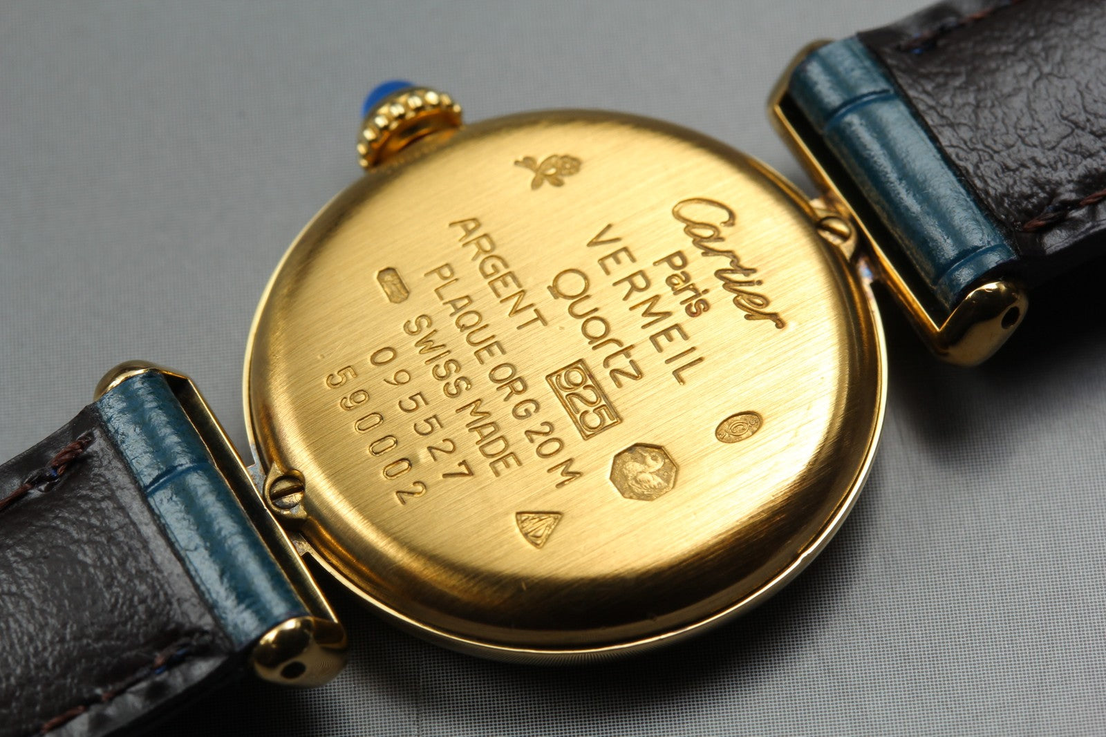 Vintage [ Near MINT- ] Cartier Must Colisee Vermeil 590002 Blue Women's Qz Watch