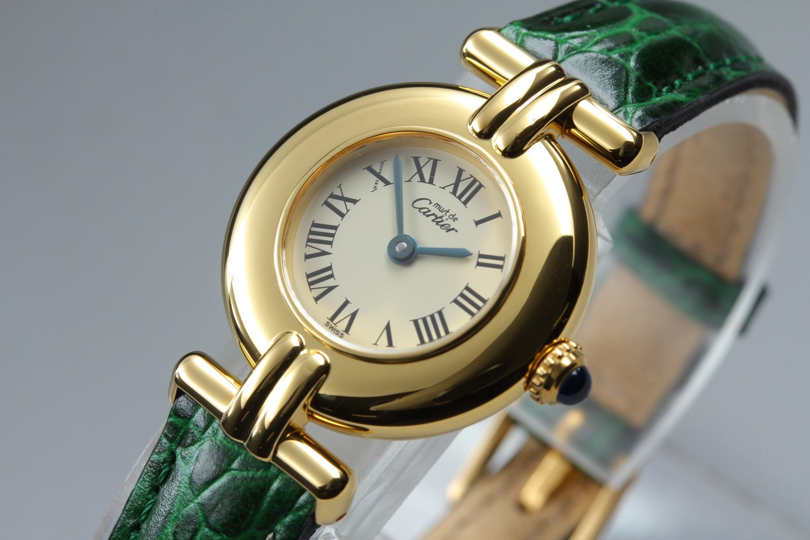 Vintage Cartier Must Colisee Vermeil 590002 Green Gold Women's Qz Watch [Box]