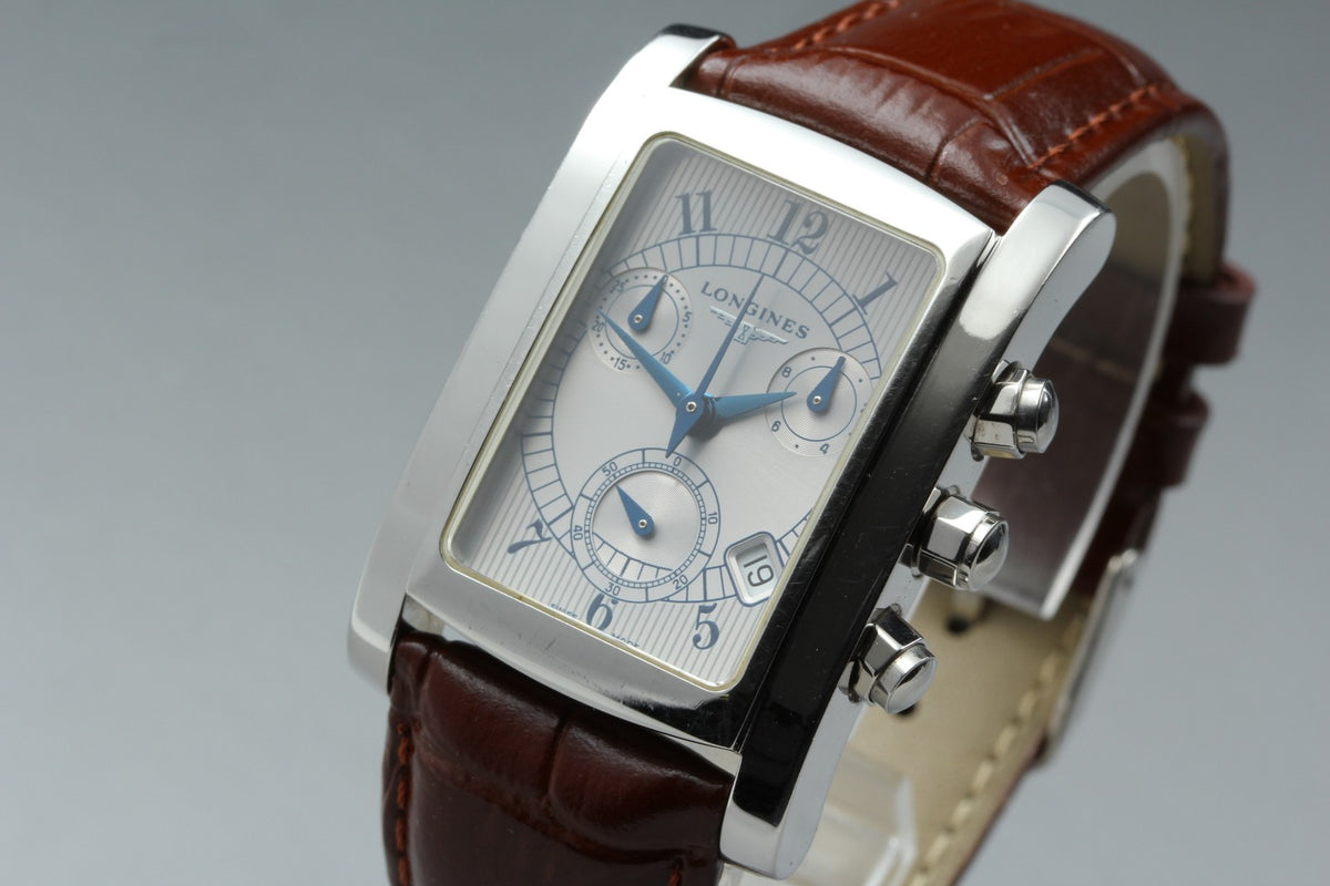 LONGINES Dolce Vita L5.656.4 Chronograph Quartz Silver Men's Watch 28mm JAPAN