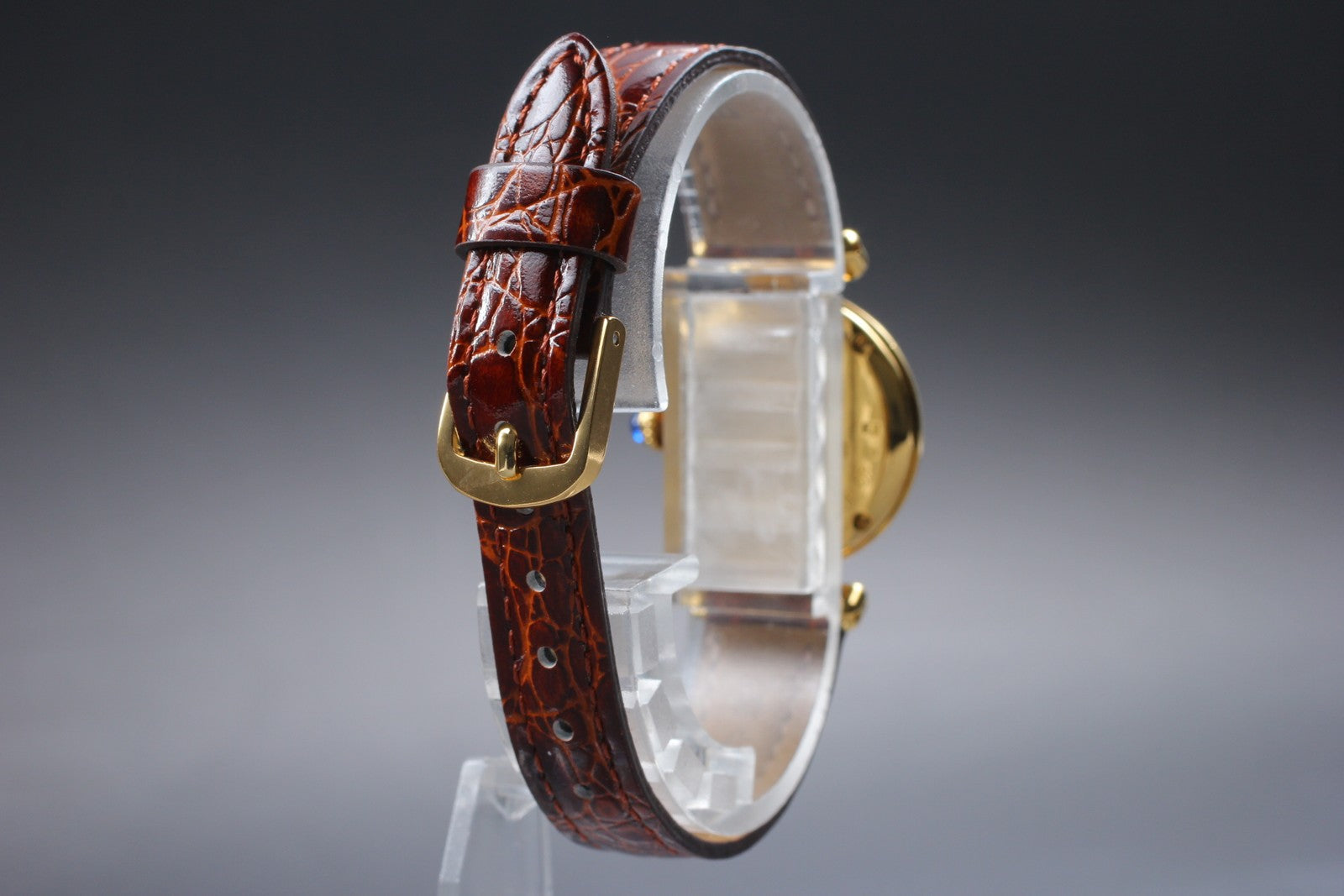 Vintage[Exc+5] Cartier Must Colisee Vermeil 2410 Brown Gold Women's Quartz Watch