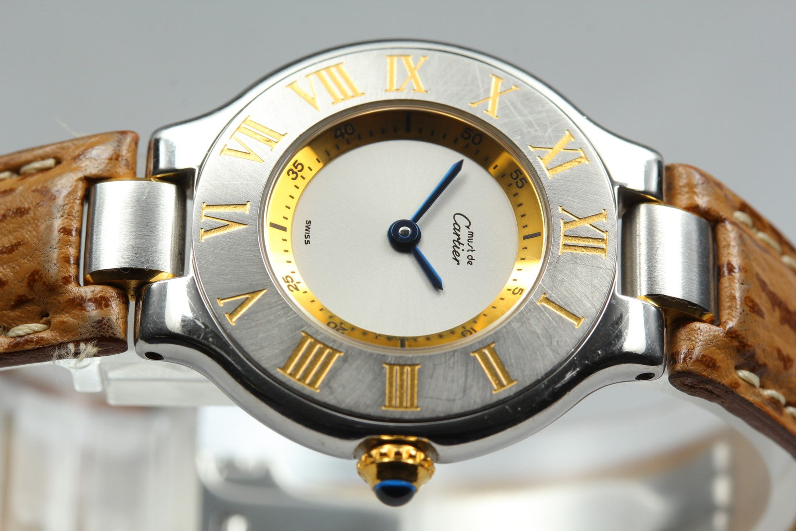 Exc+5 Box Cartier Must de Cartier 21 1340 Brown Silver 27mm Women's Quartz Watch