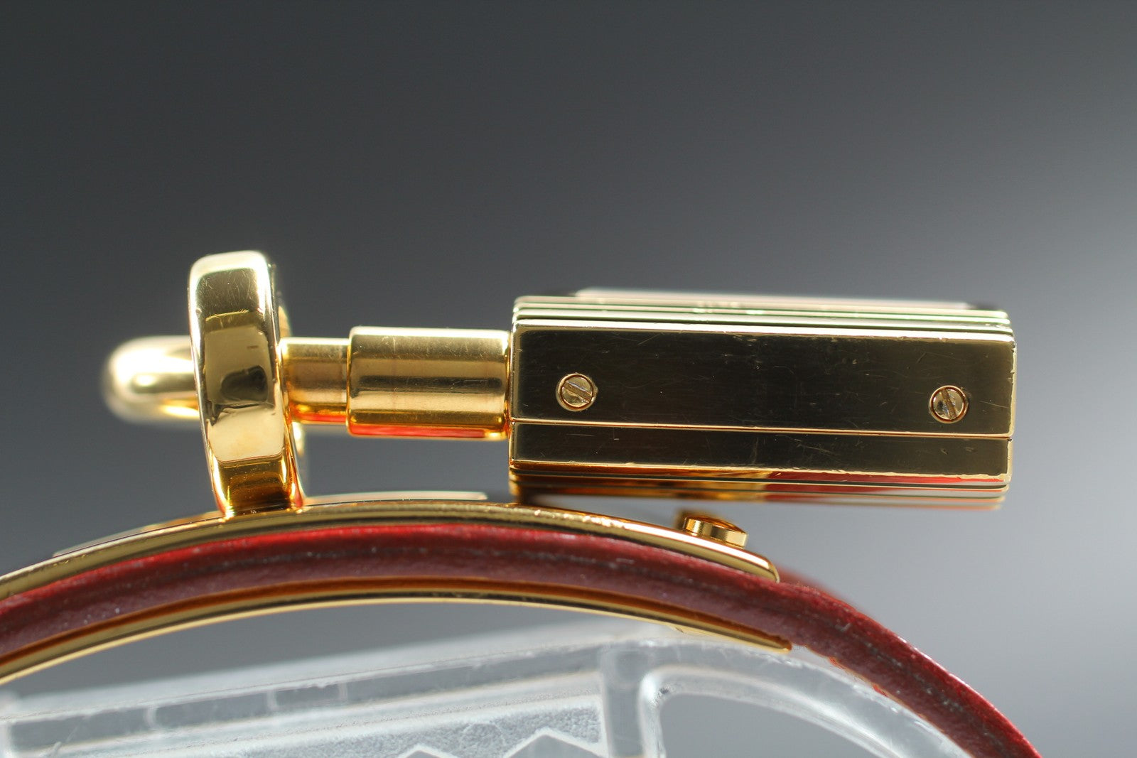 Vintage [Exc+5] HERMES Kelly Watch Gold Red Leather "Z" Woman's Quartz Watch