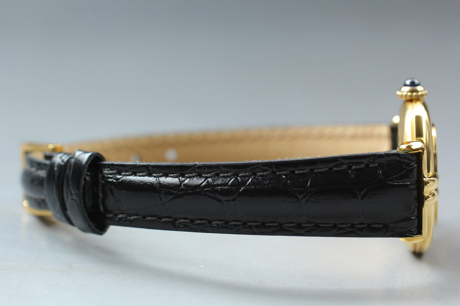 Vintage [Near MINT] Cartier Must Colisee Vermeil 590002 Black Women's Qz Watch