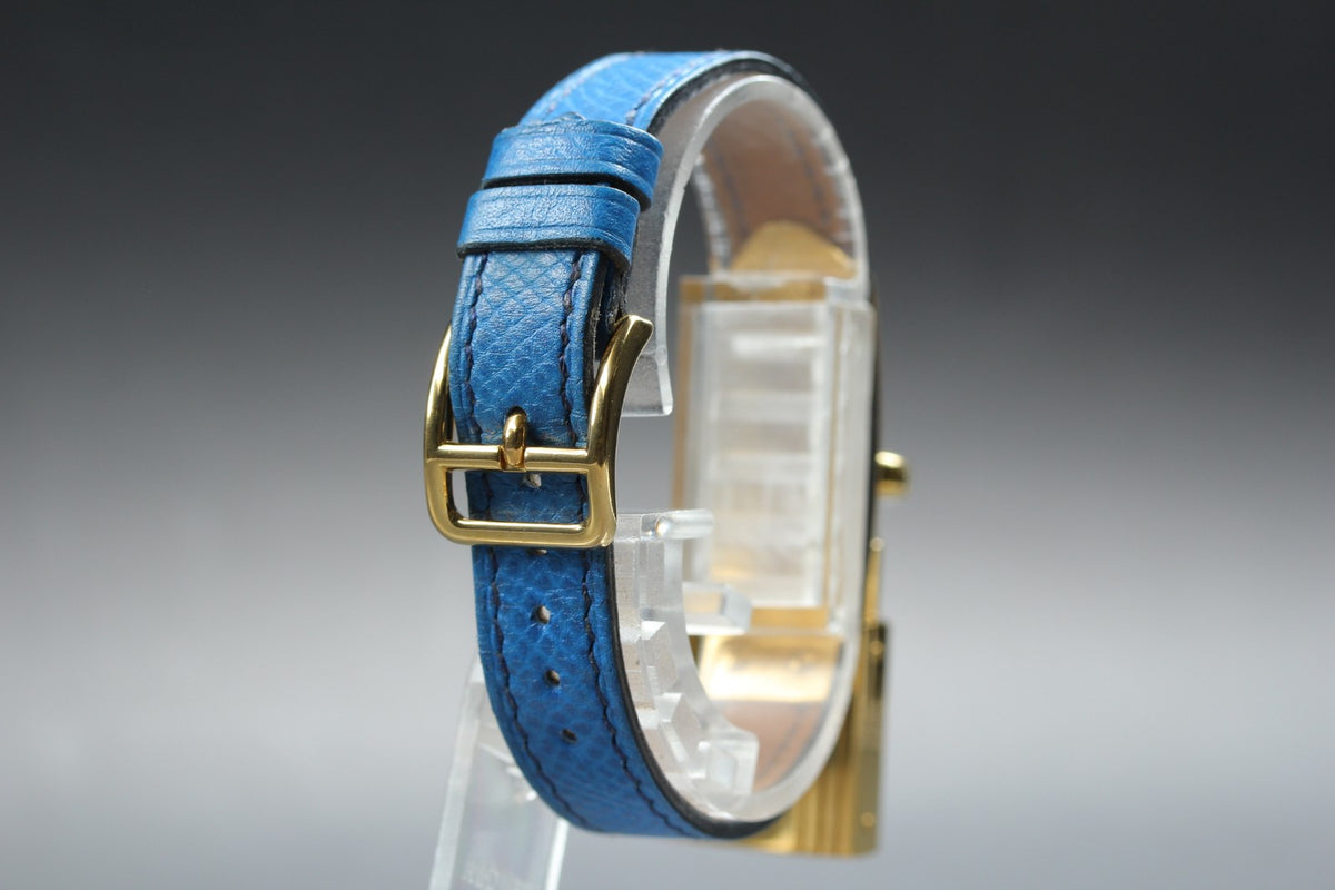 [Overhauled] HERMES Kelly Watch Gold Dial Blue "W" Woman's Quartz Watch Vintage