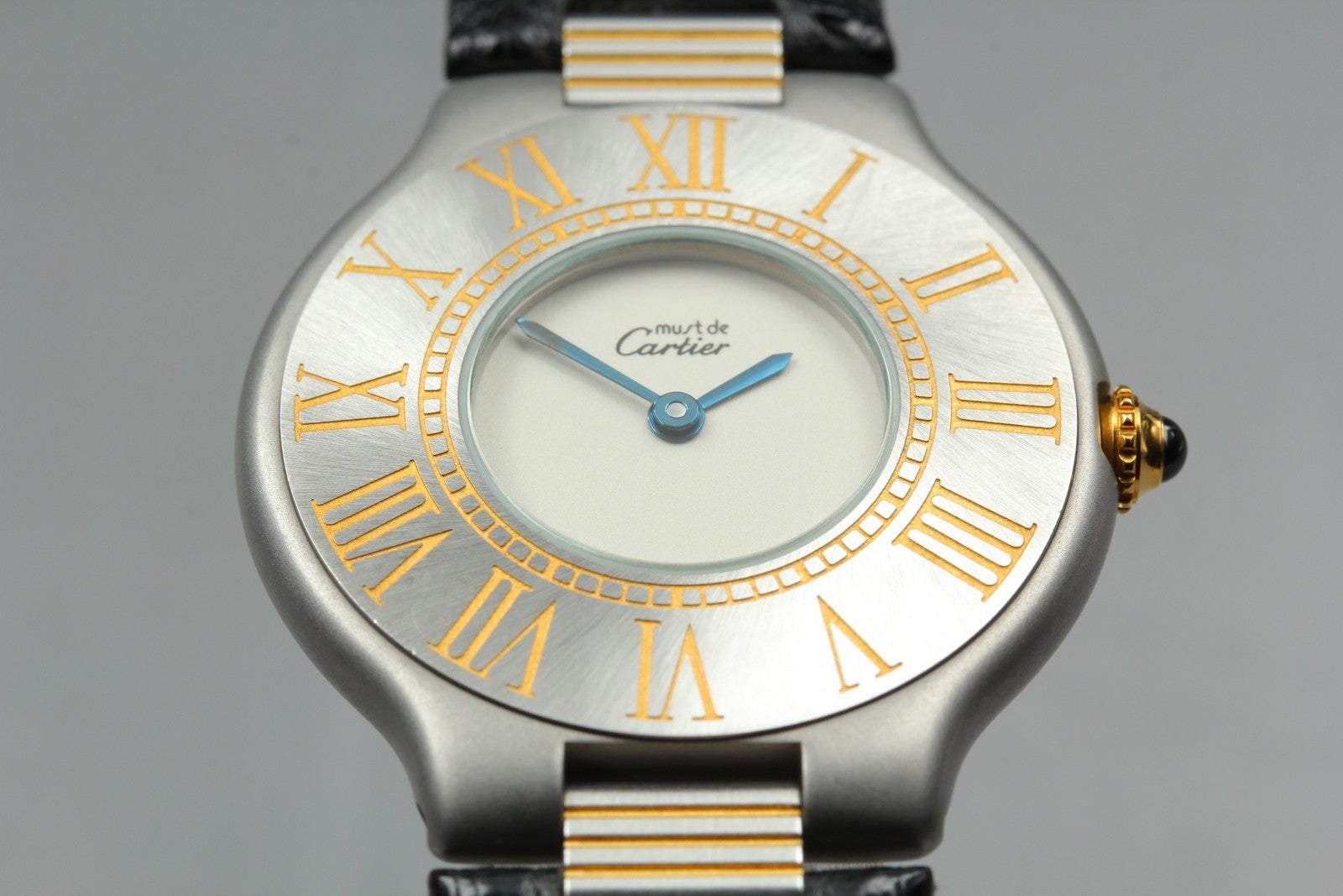 Vintage [w/Box] Cartier Must de Cartier 21 30mm Silver Black Unisex Quartz Watch