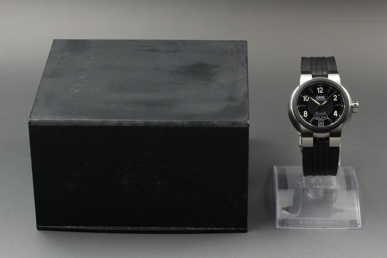 Exc+5*Box ORIS TT1 7523-44 Black Dial Automatic Day/Date Boy's Watch 37mm JAPAN