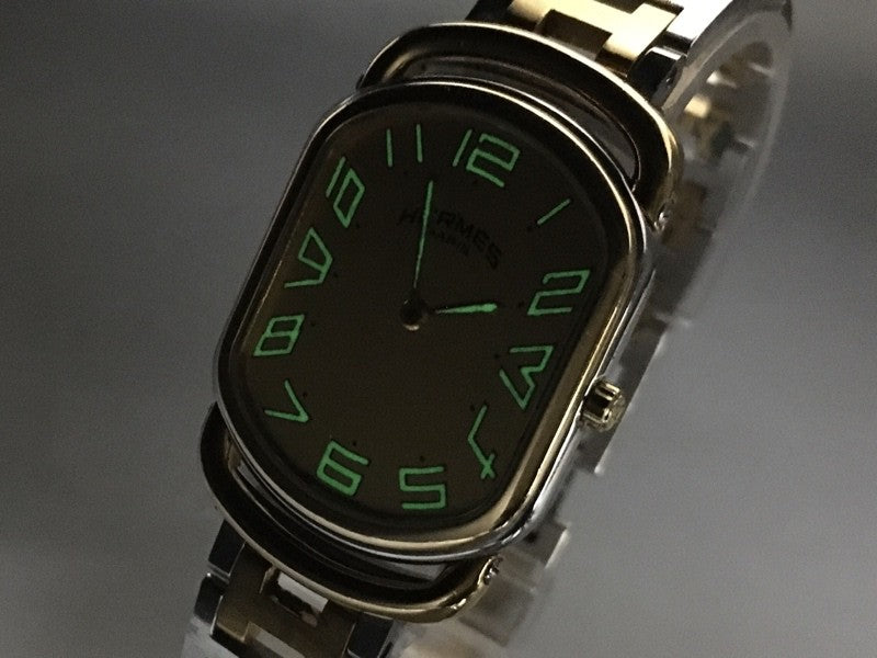 New Batt HERMES Rally RA1.240 Quartz Gold Dial Women's Watch 25mm JAPAN Box