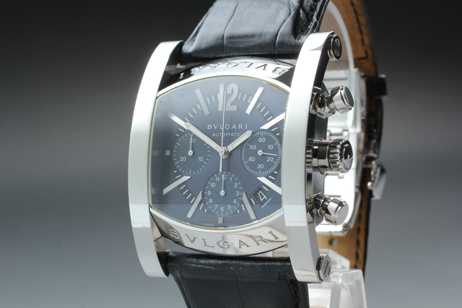 BVLGARI Assioma AA48SCH Automatic Chronograph Black Men's Watch 38mm From JAPAN