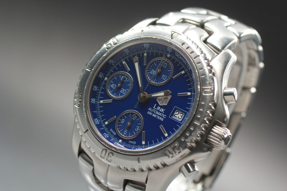 TAG Heuer Professional CT2110 Chronograph Blue Automat Men's Watch 41mm JAPAN