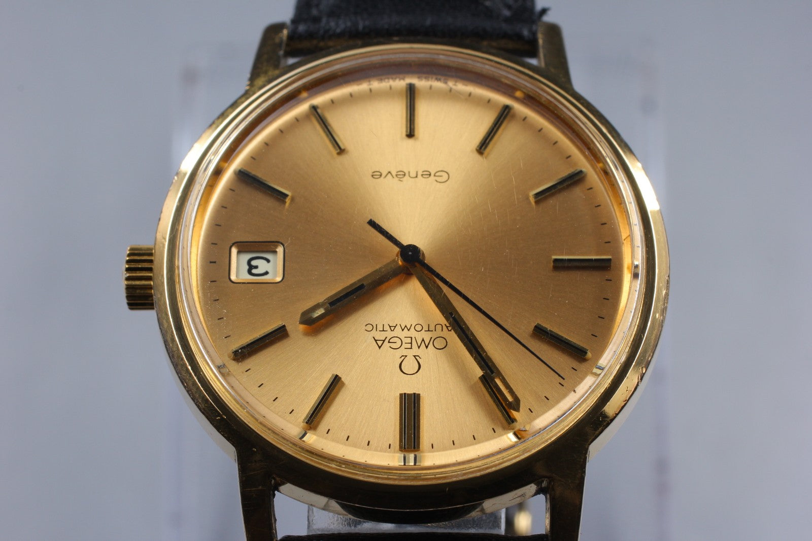 [Exc+5] Omega Geneve 166.0163 Cal.1012 35mm Automatic Date Gold Men's Watch