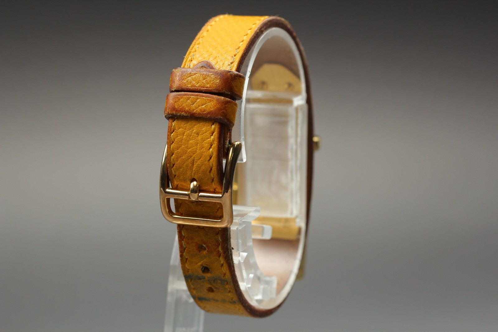 Vintage HERMES Kelly Stainless Gold Dial Quartz Women's Watch 20mm JAPAN Box
