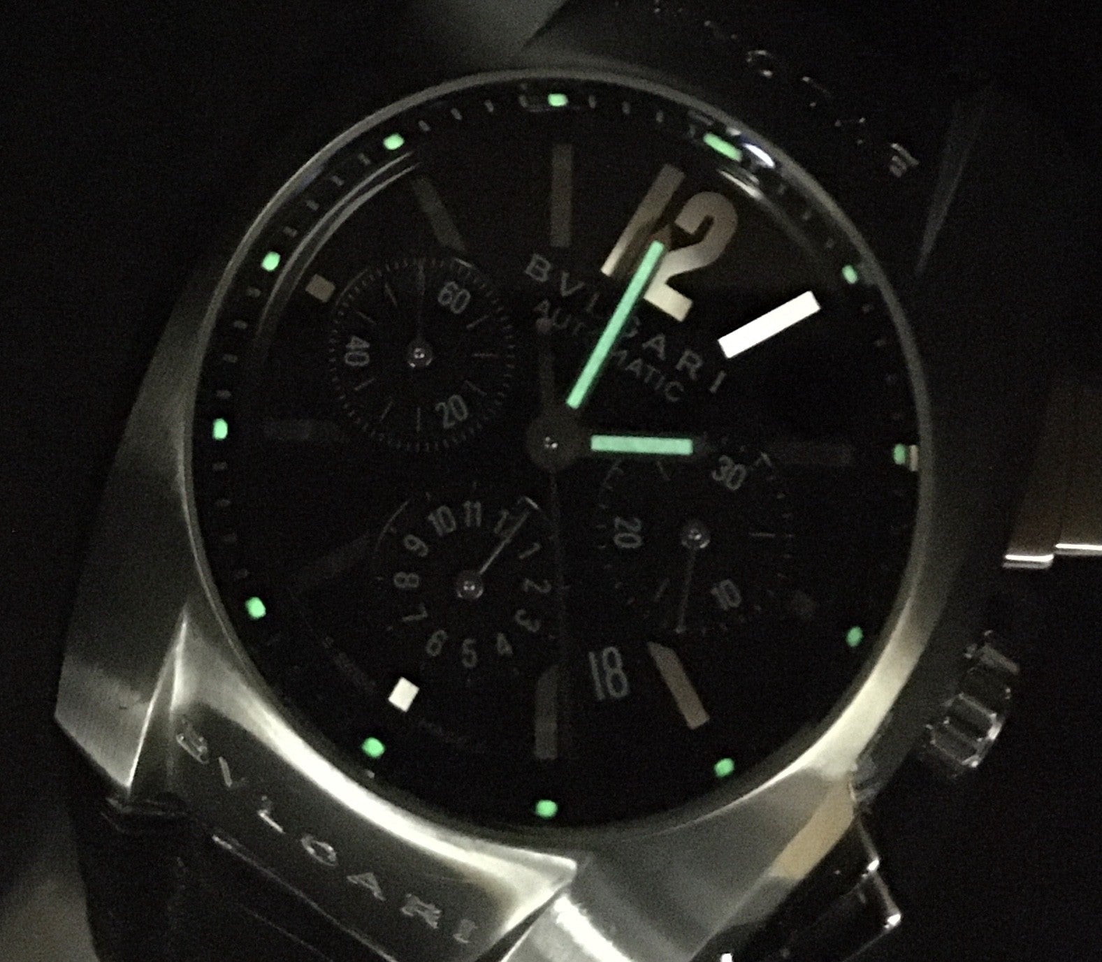 Exc+5*Box BVLGARI Elgon EG35SCH Black Dial Automatic Men's Watch 35mm From JAPAN