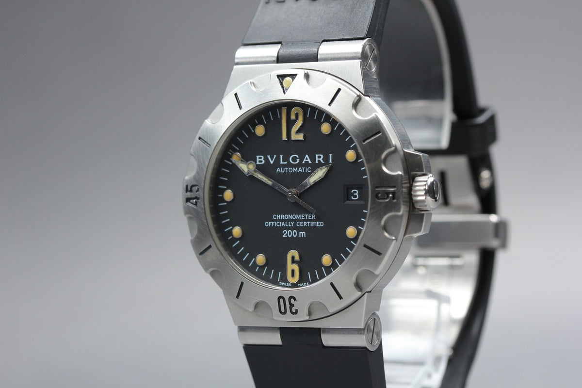 BVLGARI Diagono Scuba SD38S Black Dial Rubber 38mm Automatic Men's Watch [Box]