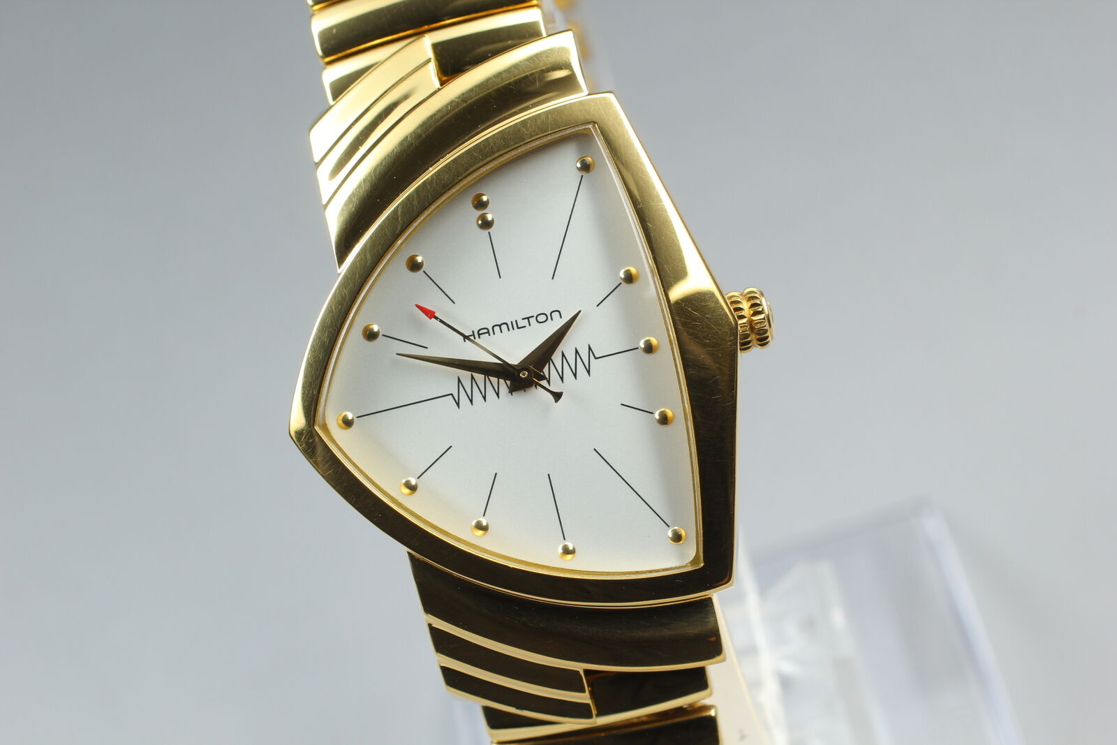 New Battery [Exc+5 Box] HAMILTON Ventura H243010 White Gold Men's Watch JAPAN
