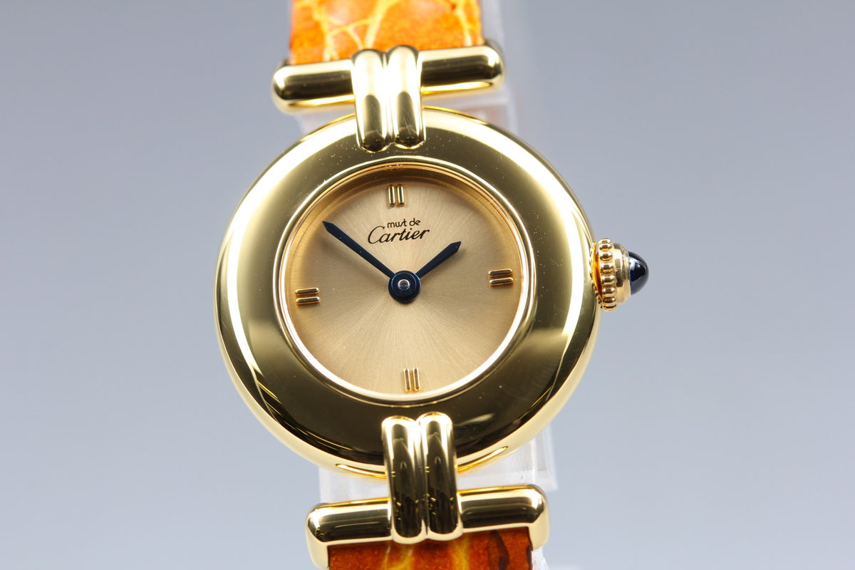 Cartier Must Colisee Vermeil 1902 Gold Women's Quartz Watch Vintage [Pouch]