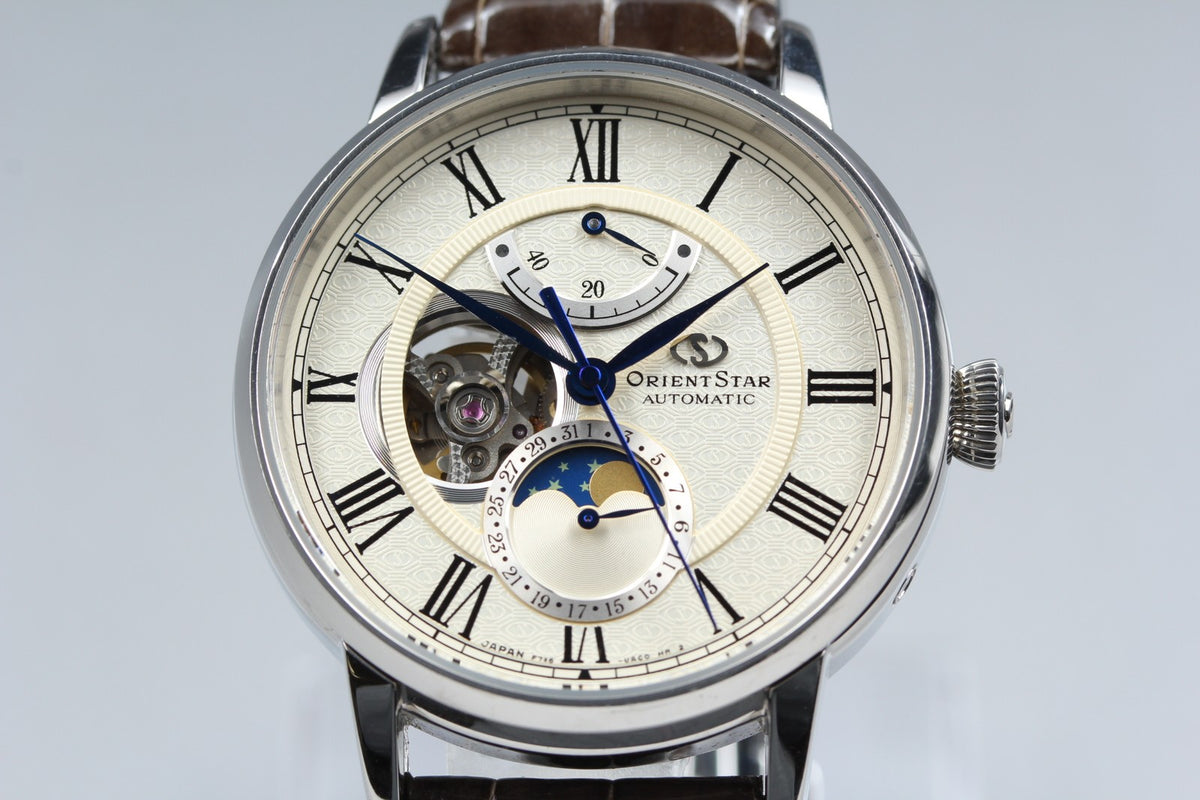 ORIENT Star F7X6-UAC0 Silver Dial Automatic Moon Phase Men's Watch 41mm JAPAN