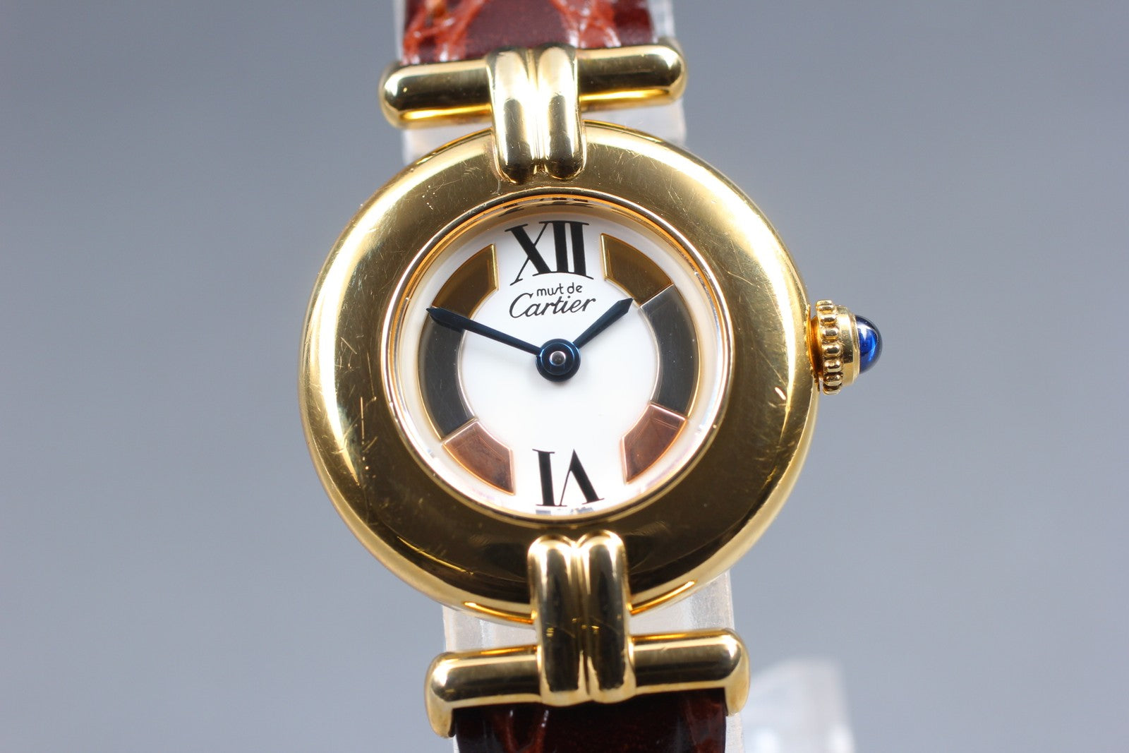 Vintage [Exc+5] Cartier Must Colisee Vermeil 590002 Gold Brown Women's Qz Watch