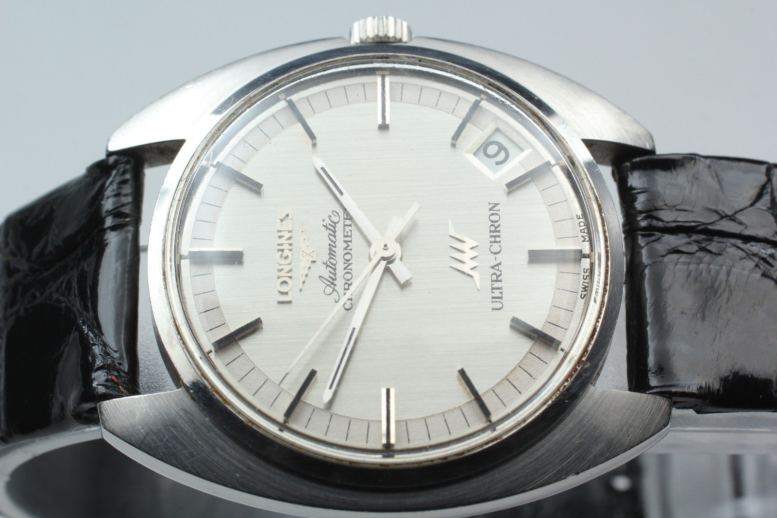 Vintage LONGINES ULTRA-CHRON Chronometer Date Silver Men's Watch 34mm Exc+5 JP