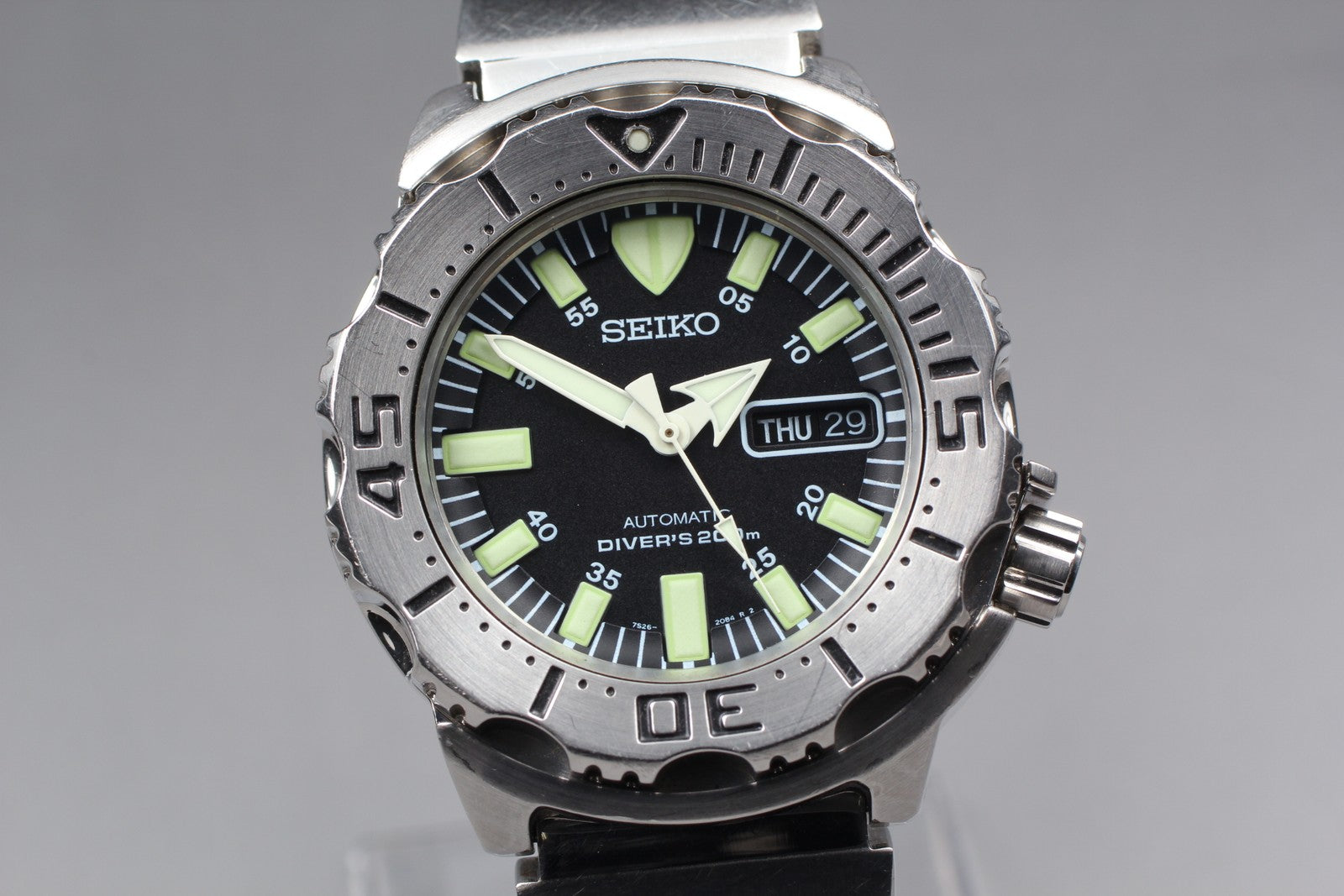 Exc+5* SEIKO 7S26-0350 SKX779 Divers Black Monster Automatic Men's Watch JAPAN