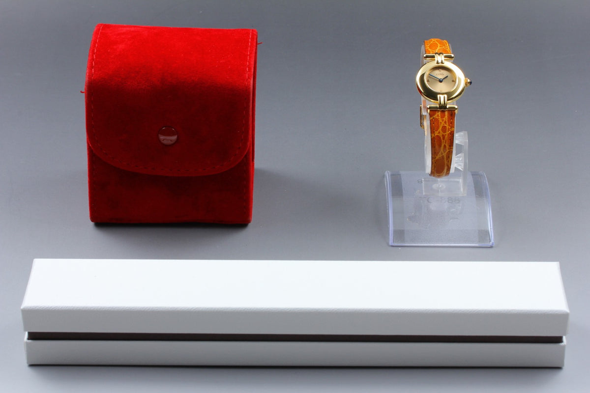 Cartier Must Colisee Vermeil 1902 Gold Women's Quartz Watch Vintage [Pouch]