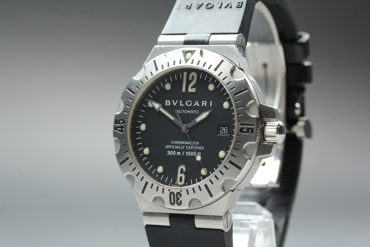 BVLGARI Diagono Scuba SD40S Date black Dial Automatic Men's Watch JAPAN Box
