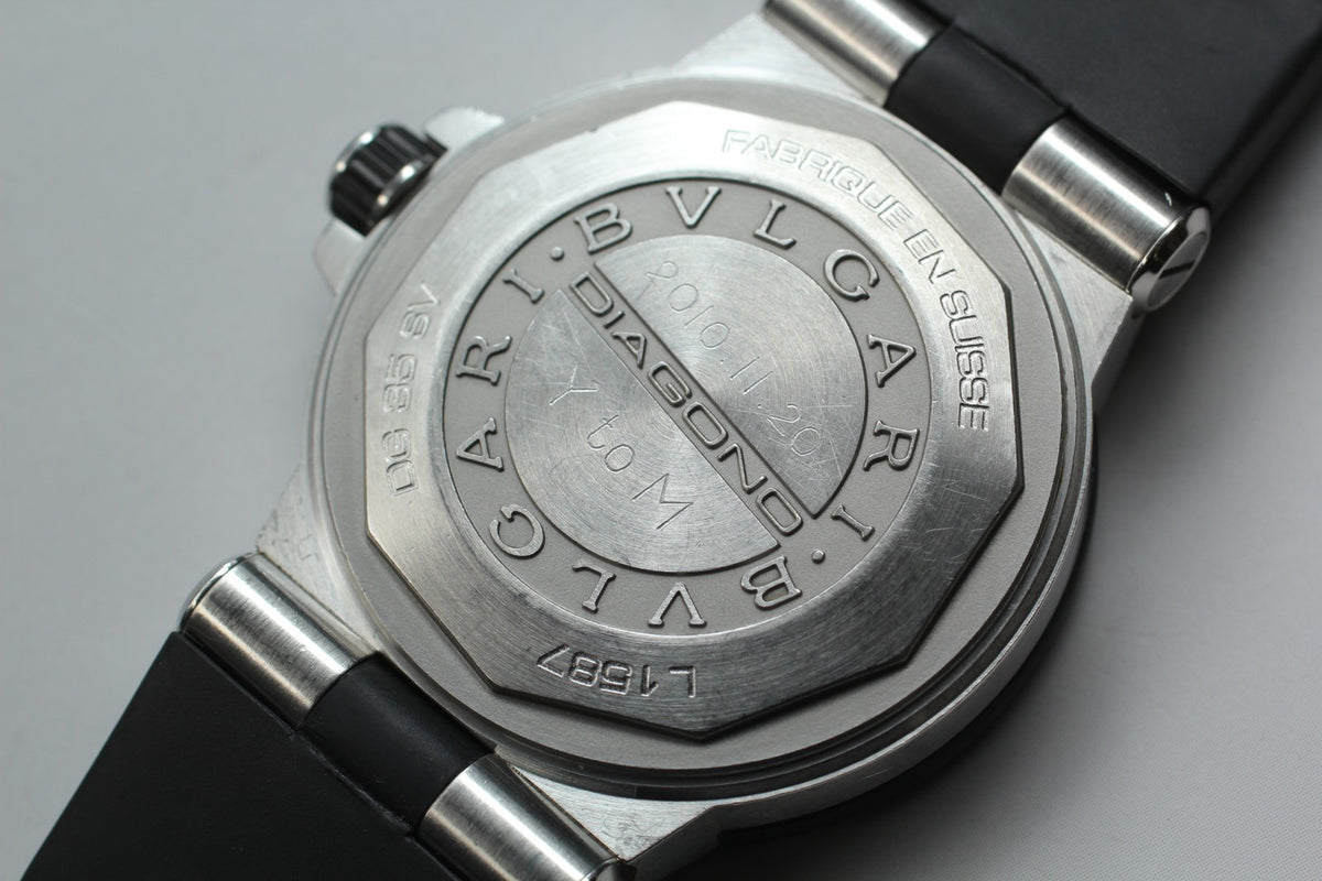 BVLGARI Diagono DG35SV White Dial Automatic Date Men's Watch 35mm From JAPAN