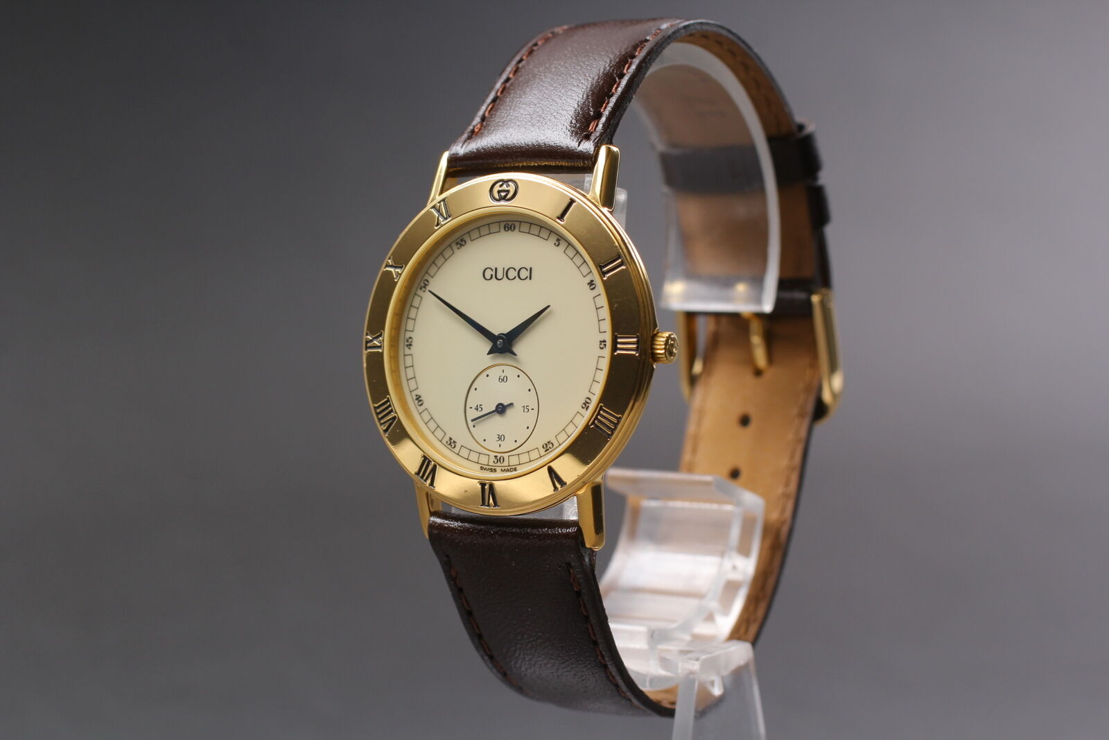 New Battery [Exc+5] Vintage Gucci 3000.2.M Small Second Men's Quartz Watch JAPAN