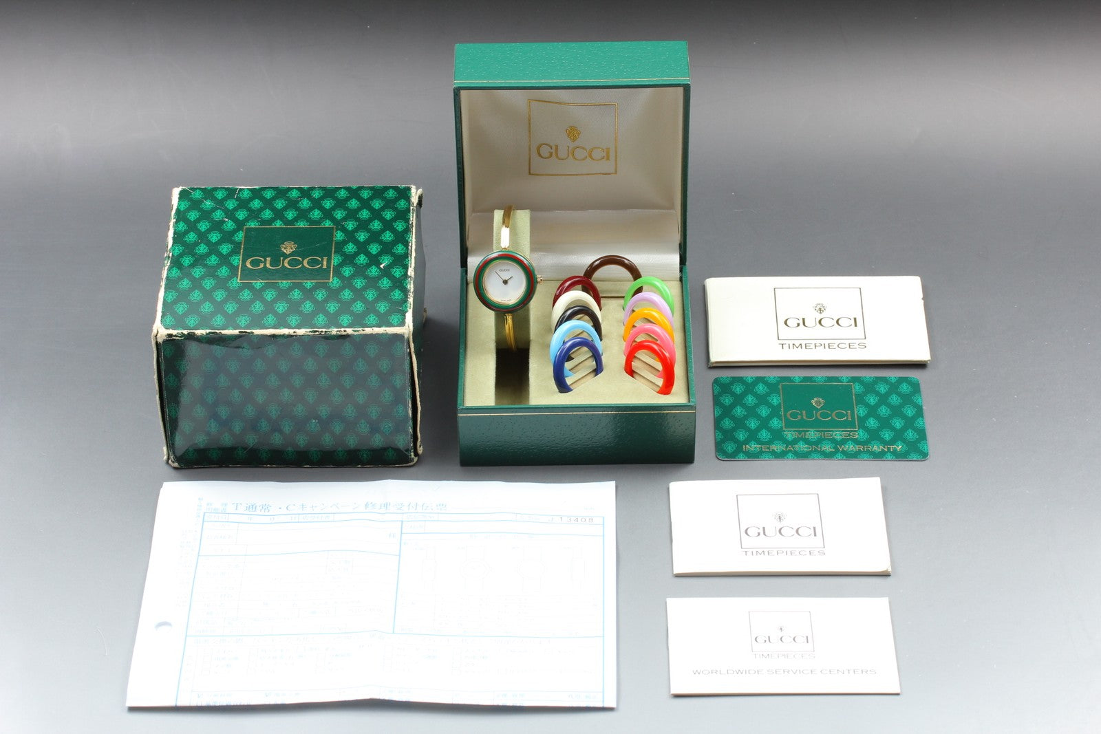Vintage [Overhauled] Gucci Change Bezel 11/12.2 12 Colors Women's Quartz Watch