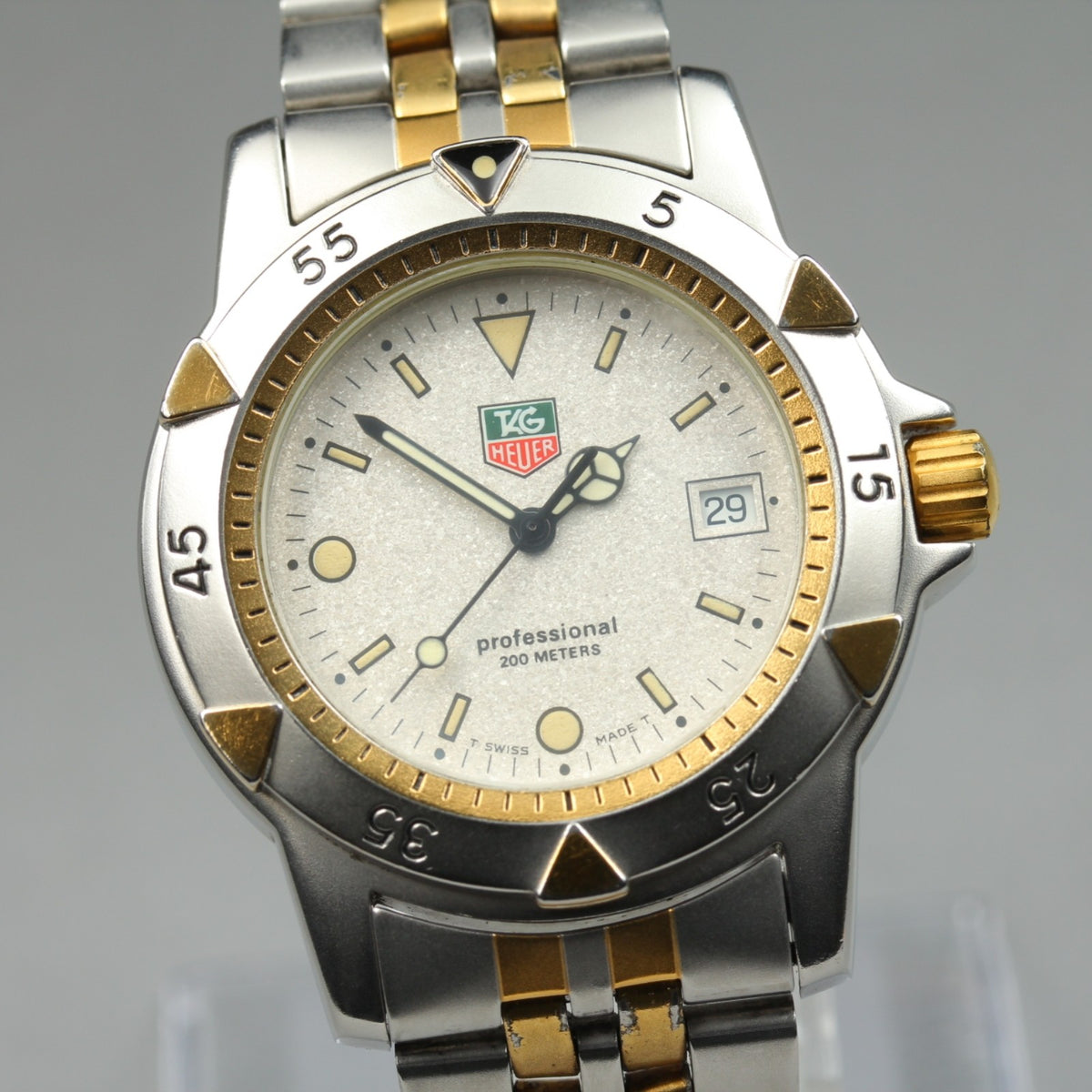 TAG Heuer Professional 955.713G Quartz Ivory Dial Date Men's Watch 36mm JAPAN