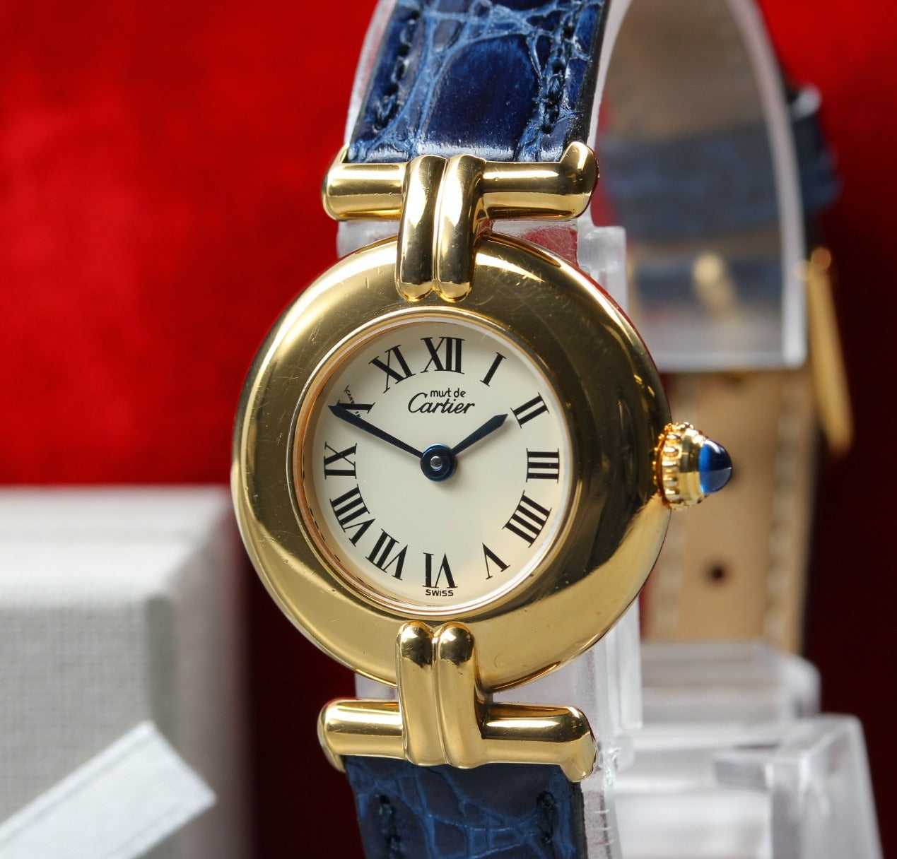 Vintage Cartier Must Colisee Vermeil 590002 Blue Women's Quartz Watch [Pouch]