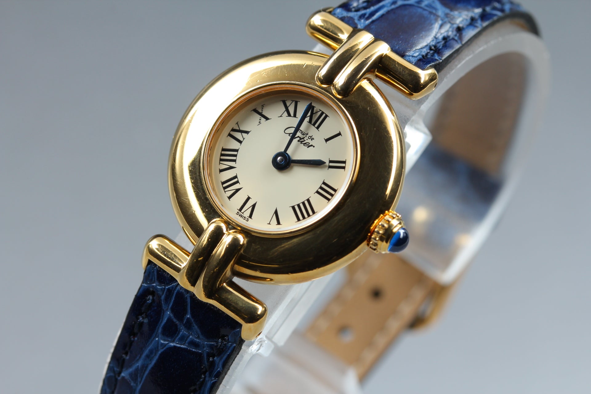 Vintage Cartier Must Colisee Vermeil 590002 Blue Women's Quartz Watch [Pouch]