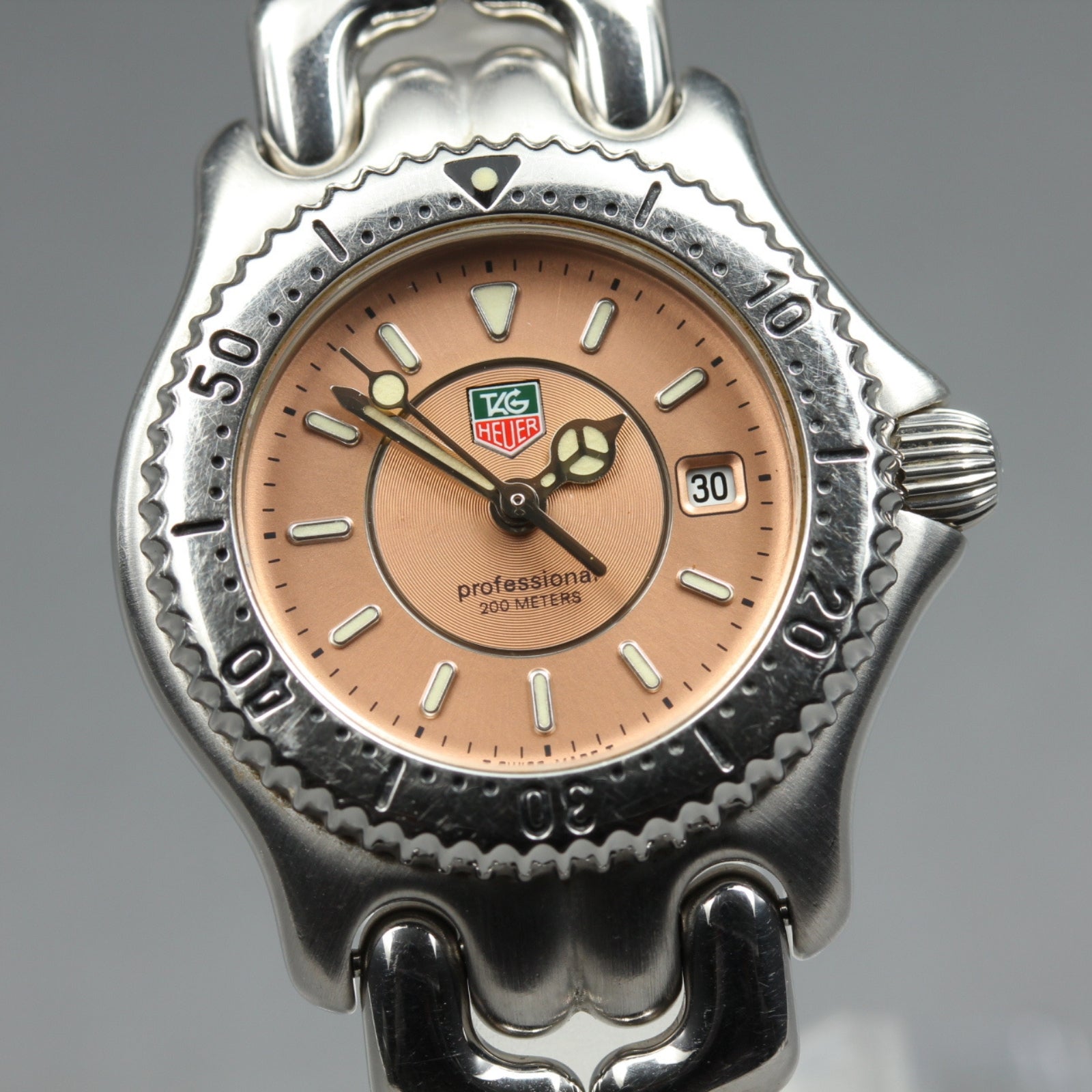Vintage TAG HEUER SEL WG131D Quartz Pink Dial Women's Watch 28mm JAPAN Box