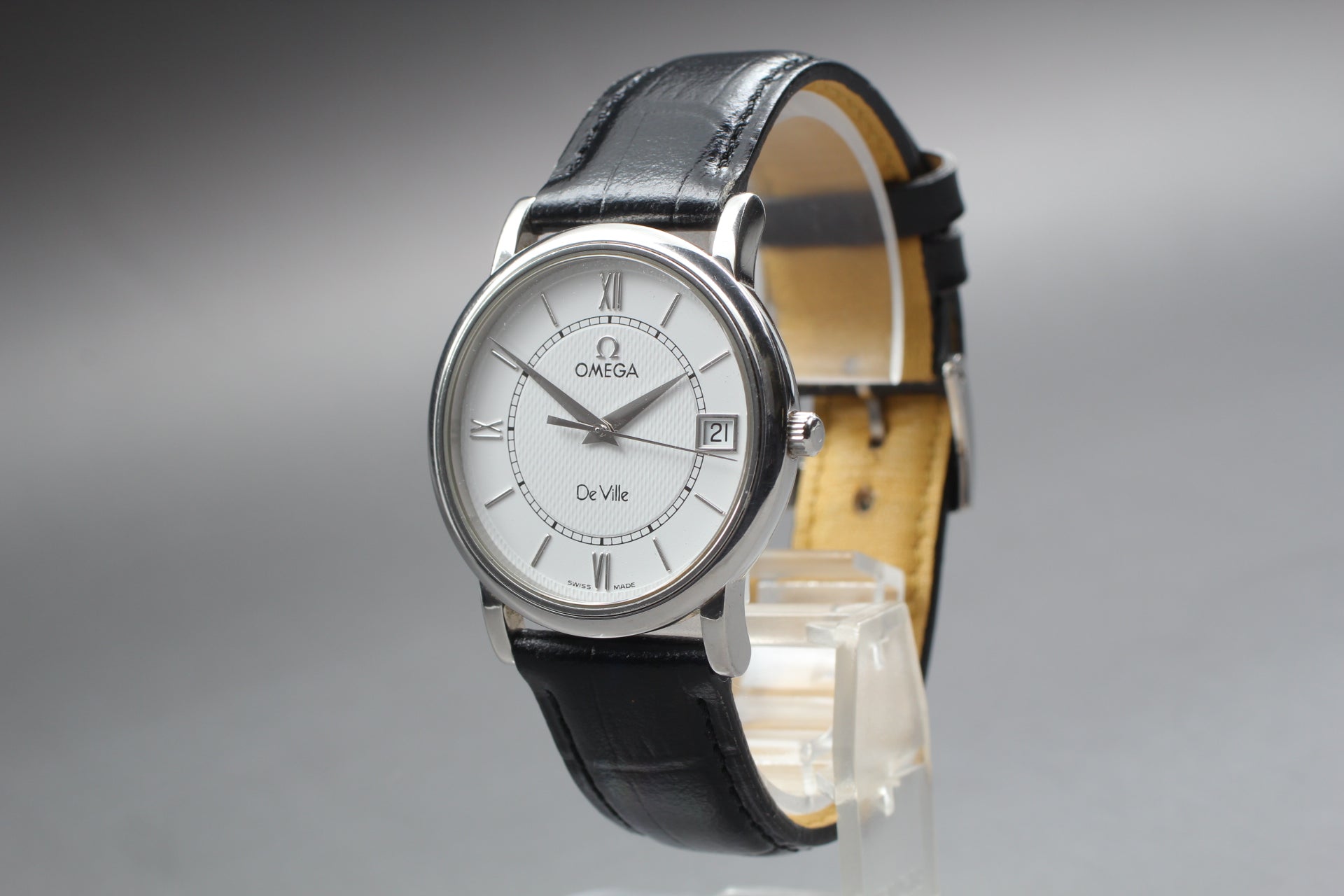 OMEGA De Vill Prestige 7814.31 Quartz White Dial Date Men's Watch JAPAN