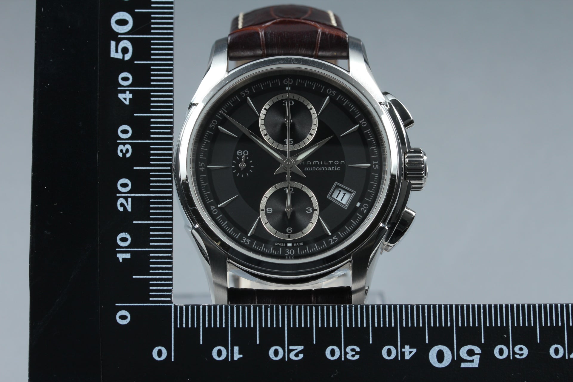 HAMILTON Jazzmaster H326160 Black Brown 42mm Chronograph AT Men's Watch [Box]