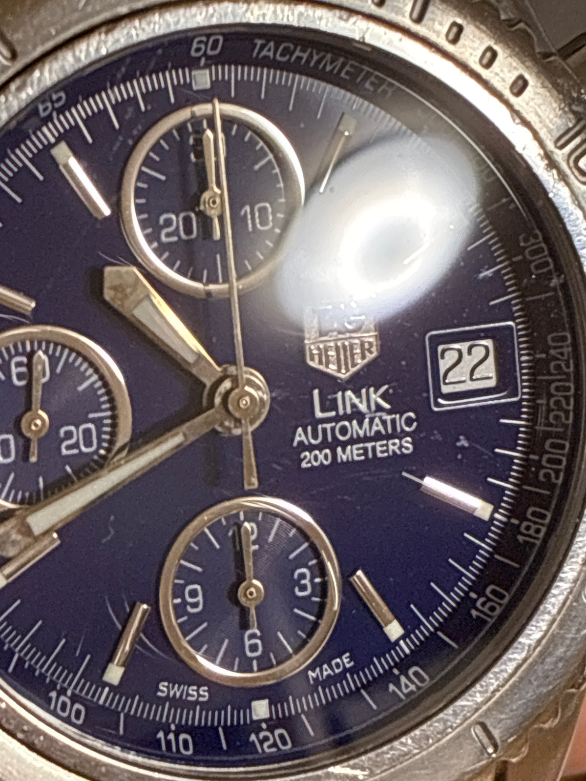 TAG Heuer Professional CT2110 Chronograph Blue Automat Men's Watch 41mm JAPAN