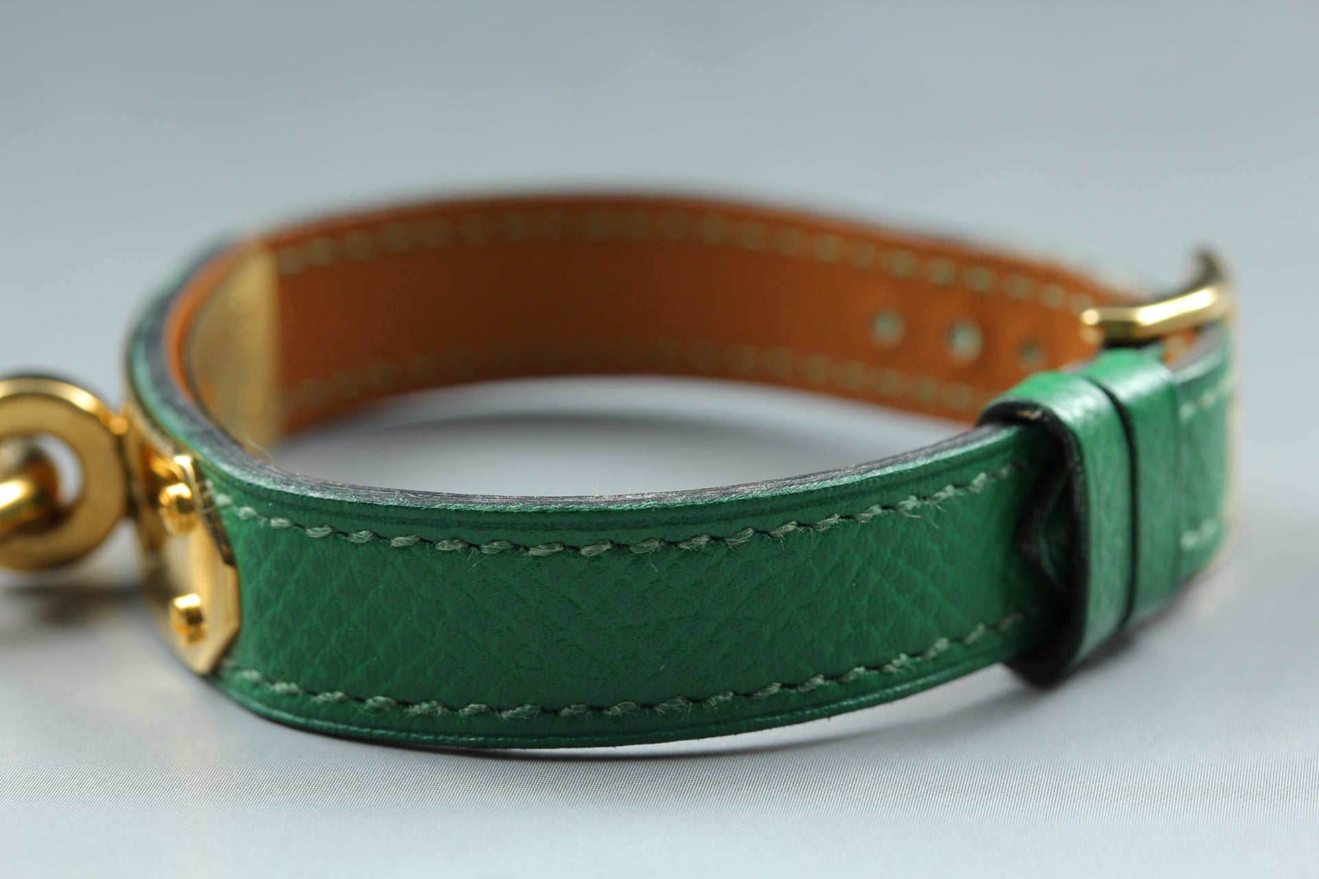 Vintage HERMES Kelly Watch Gold Dial Green "Y" 20mm Woman's Watch Quartz [w/Box]