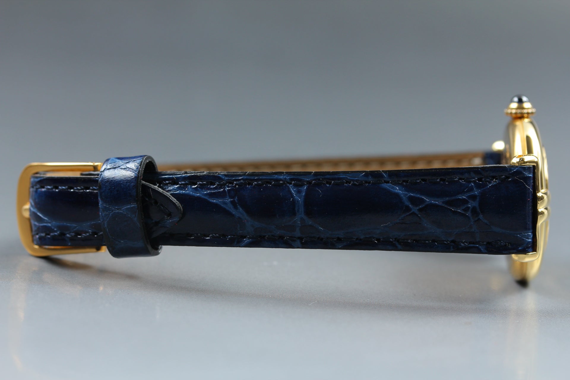 Vintage Cartier Must Colisee Vermeil 590002 Blue Gold Women's Quartz Watch