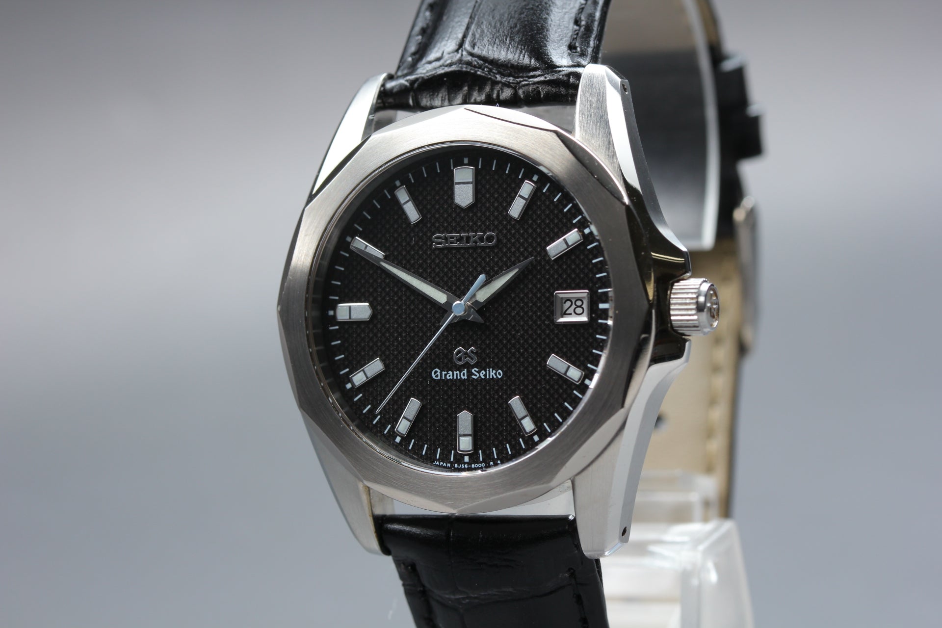 New Batt SEIKO Grand Seiko GS 8J56-8000 Quartz Black Men's Watch 36mm JAPAN