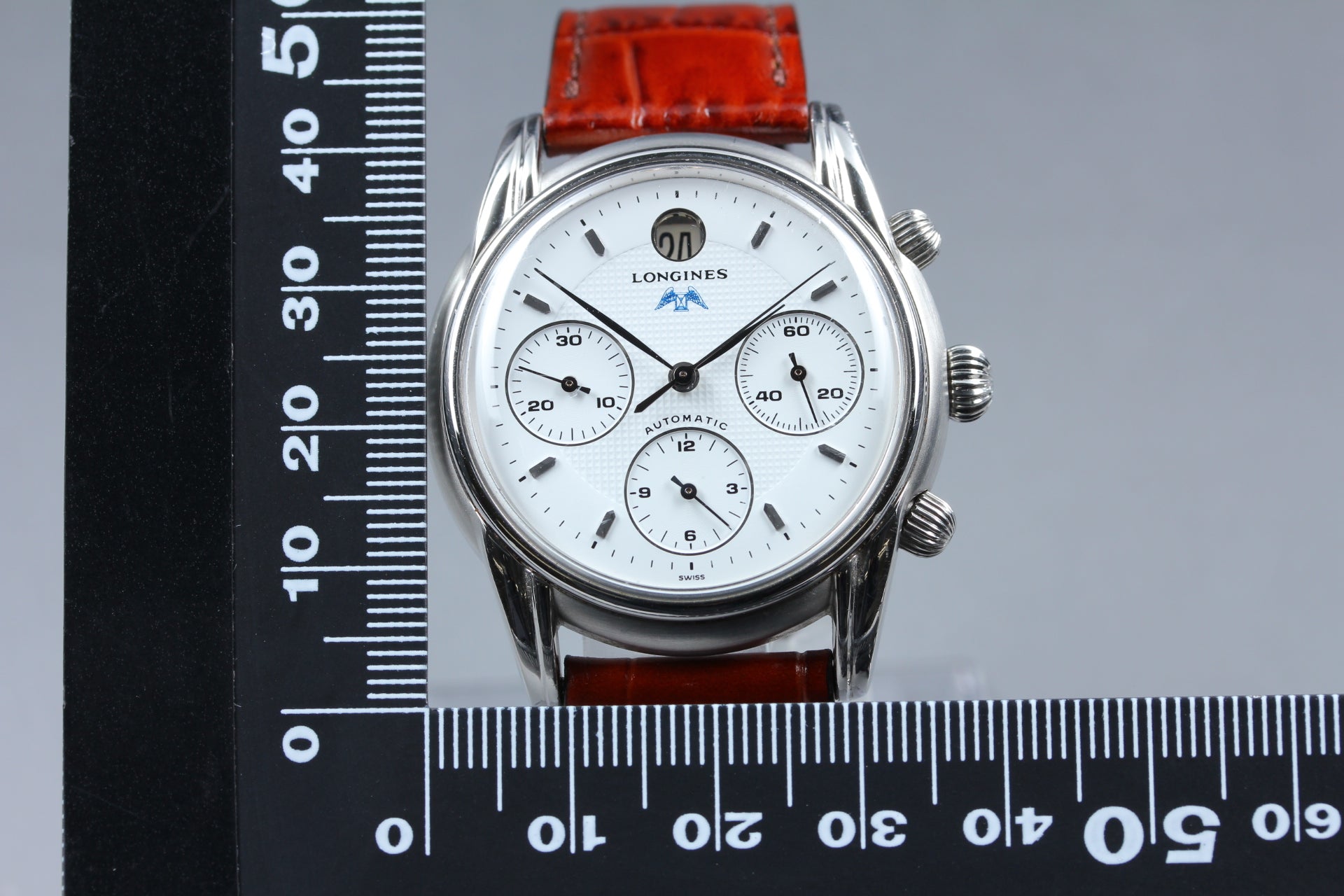 LONGINES Monument L4.661.4 Automatic Chronograph White Men's Watch 37mm JAPAN
